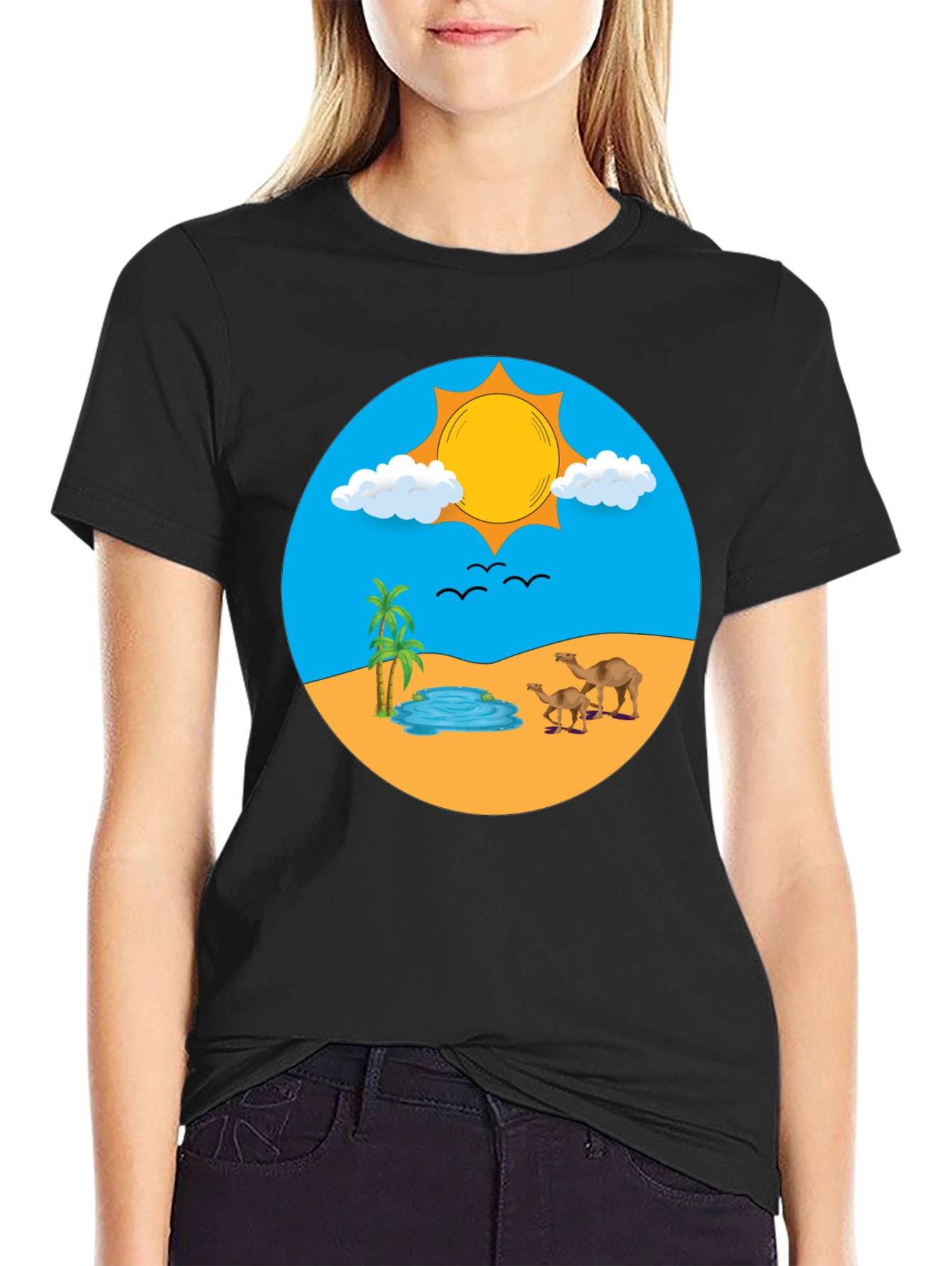 Desert Oasis Graphic T-Shirt - Black