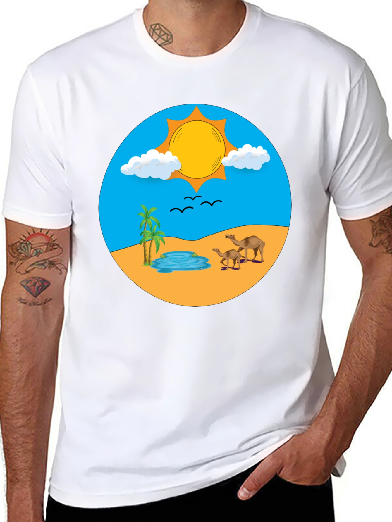 Desert Oasis Graphic T-Shirt - Black