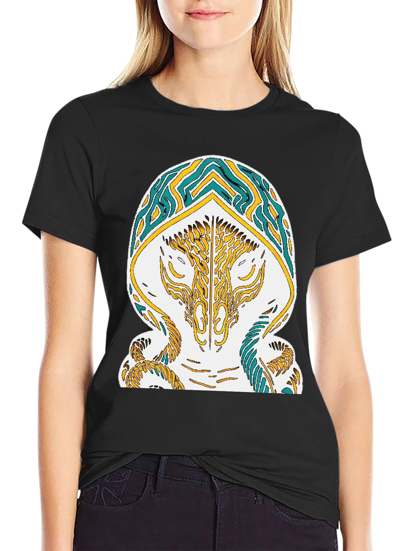 Mystic Serpent Graphic Tee - Black Cotton