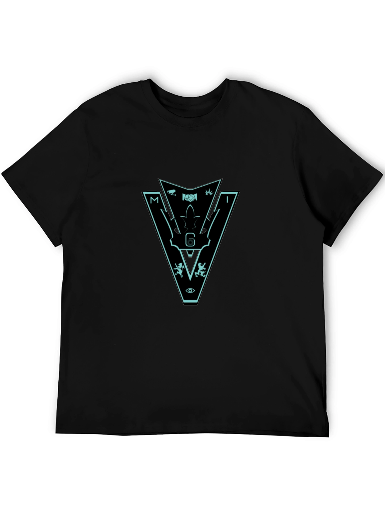 Mens Black Graphic Tee - Mystery Intrigue Design