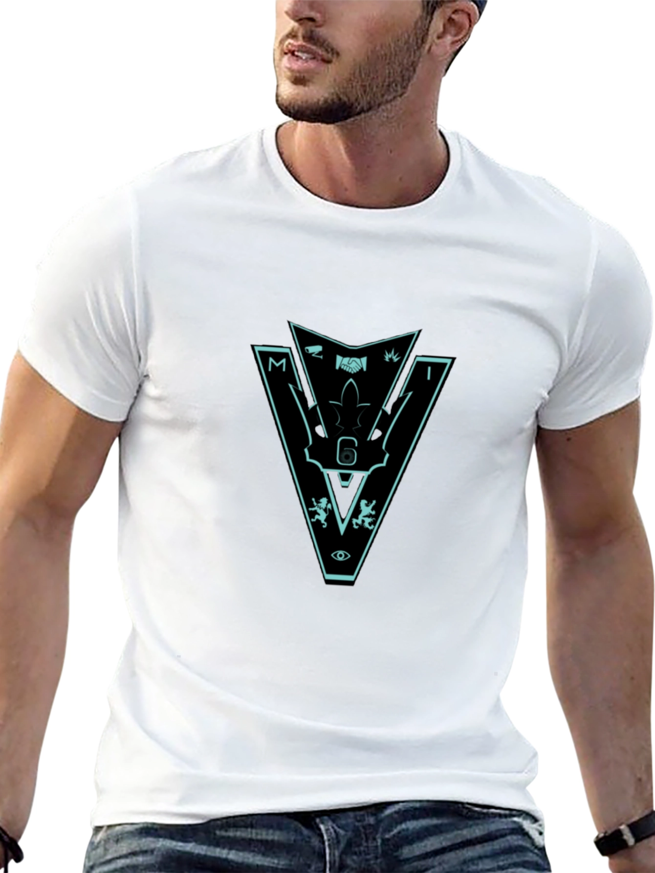 Mens Black Graphic Tee - Mystery Intrigue Design