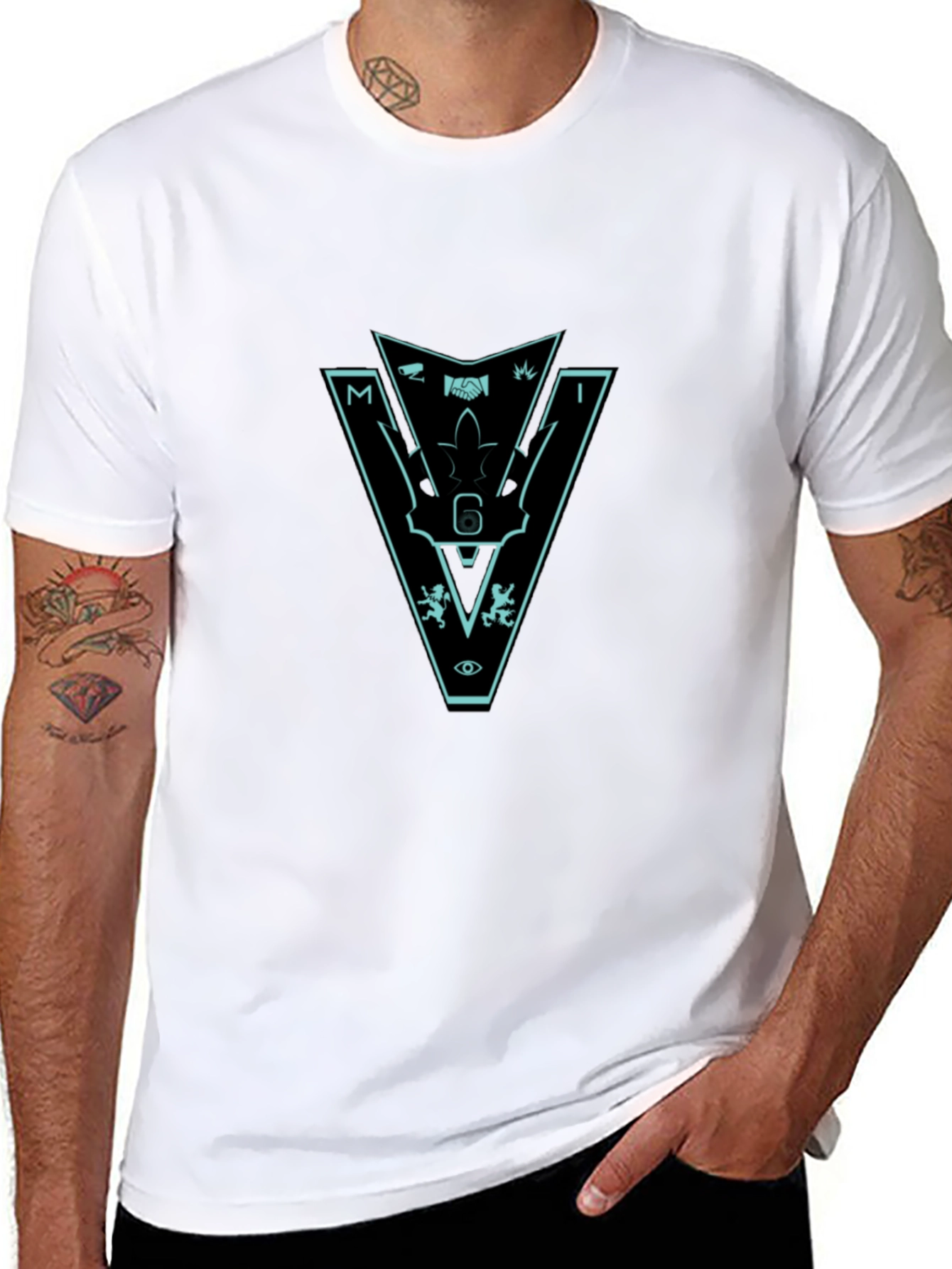 Mens Black Graphic Tee - Mystery Intrigue Design