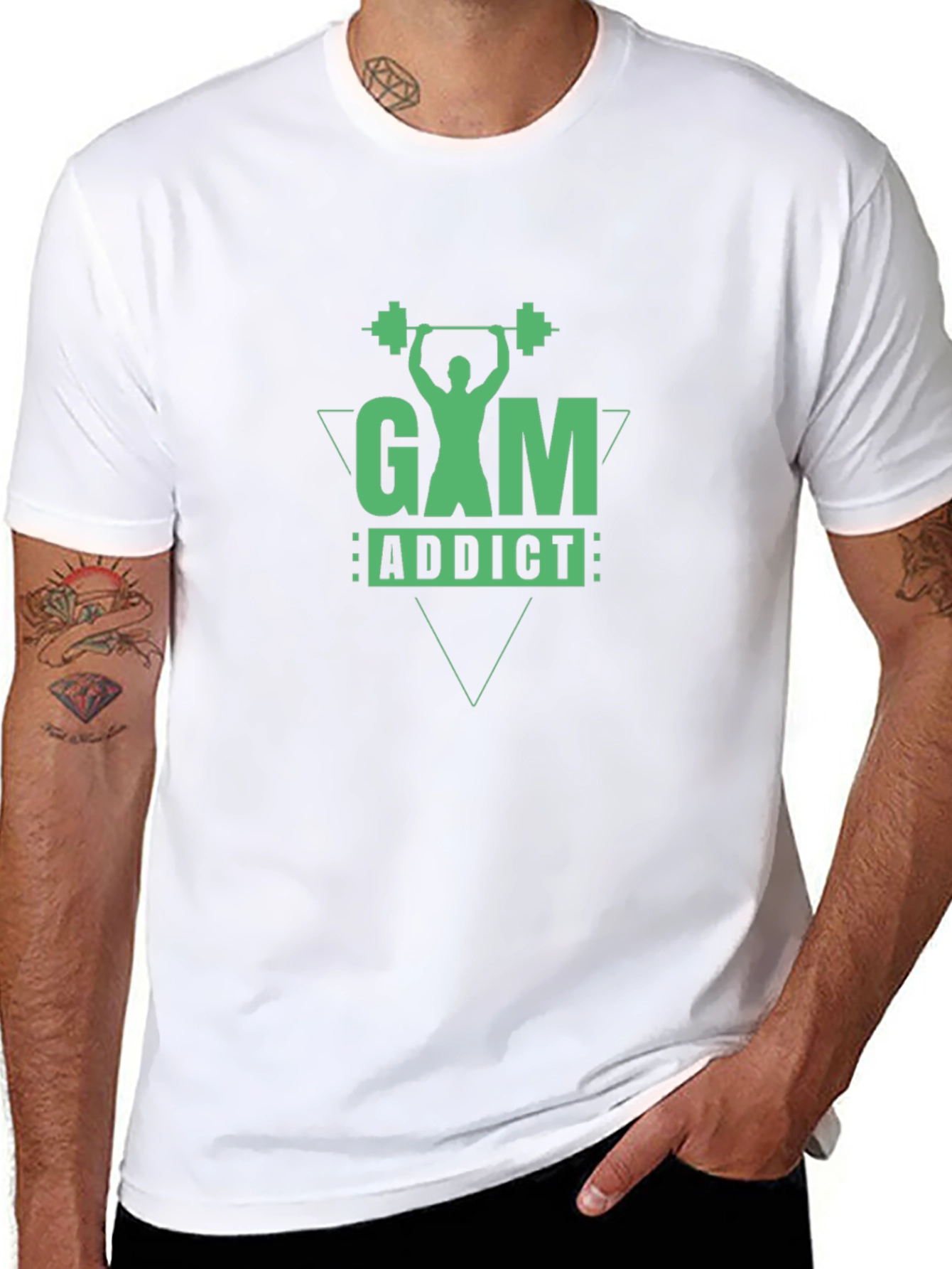 Gym Addict Graphic Tee - Black Cotton Fitness Shirt