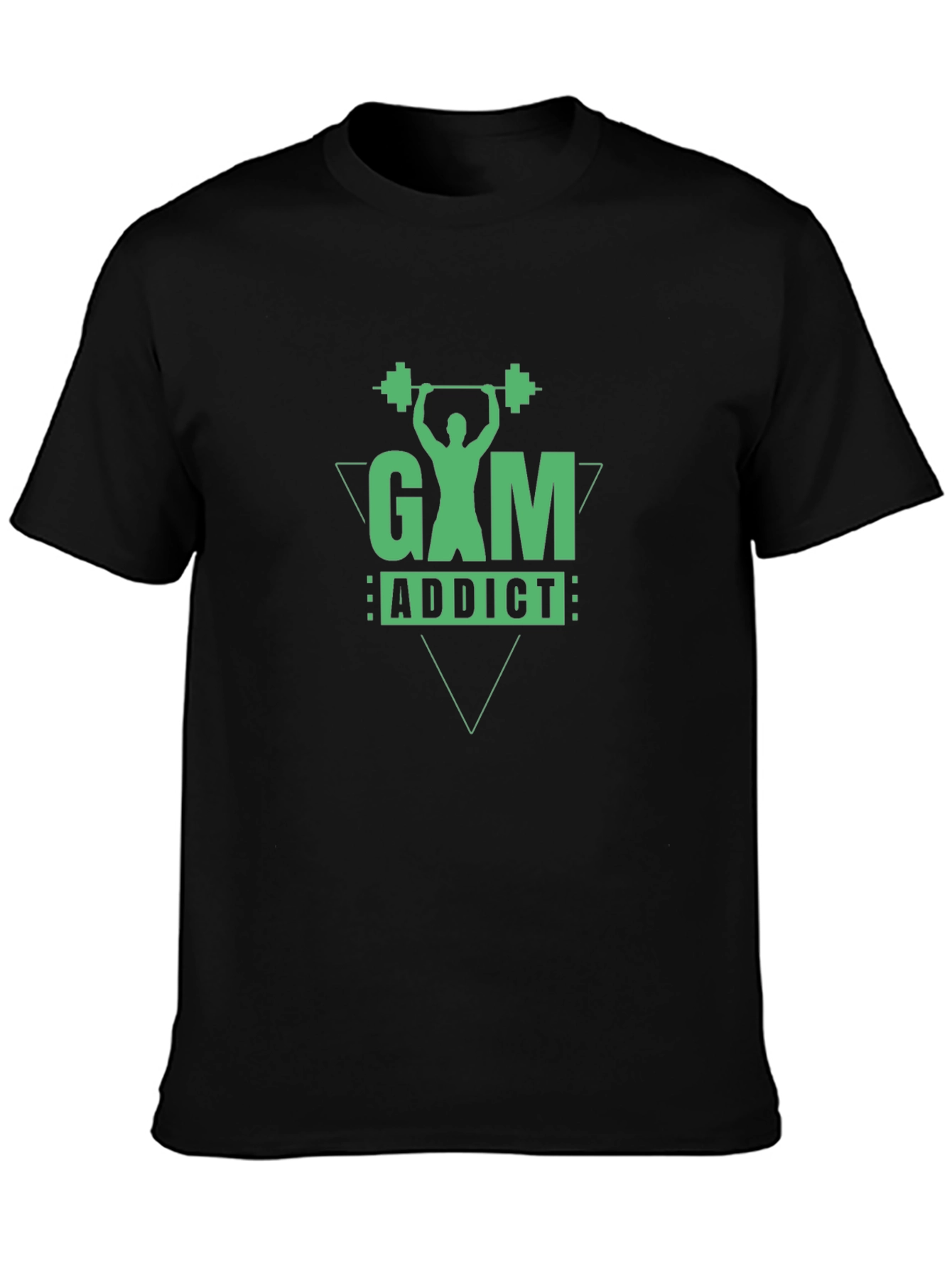 Gym Addict Graphic Tee - Black Cotton Fitness Shirt