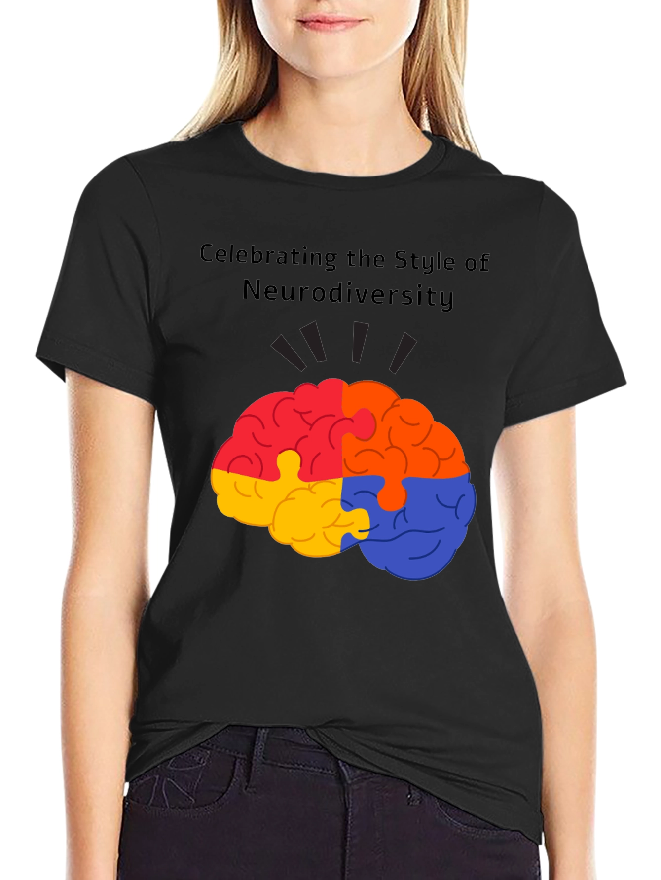 Neurodiversity Style T-Shirt - Brain Puzzle Design