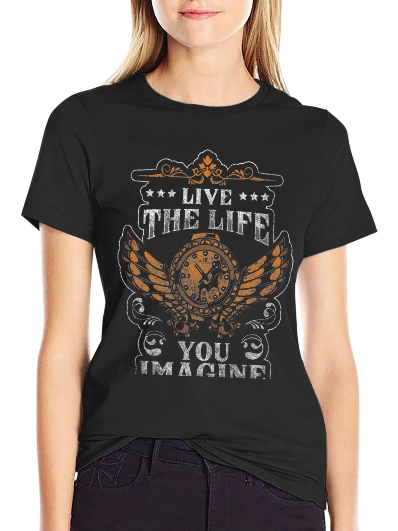 Live the Life T-Shirt - Clock & Wings Design