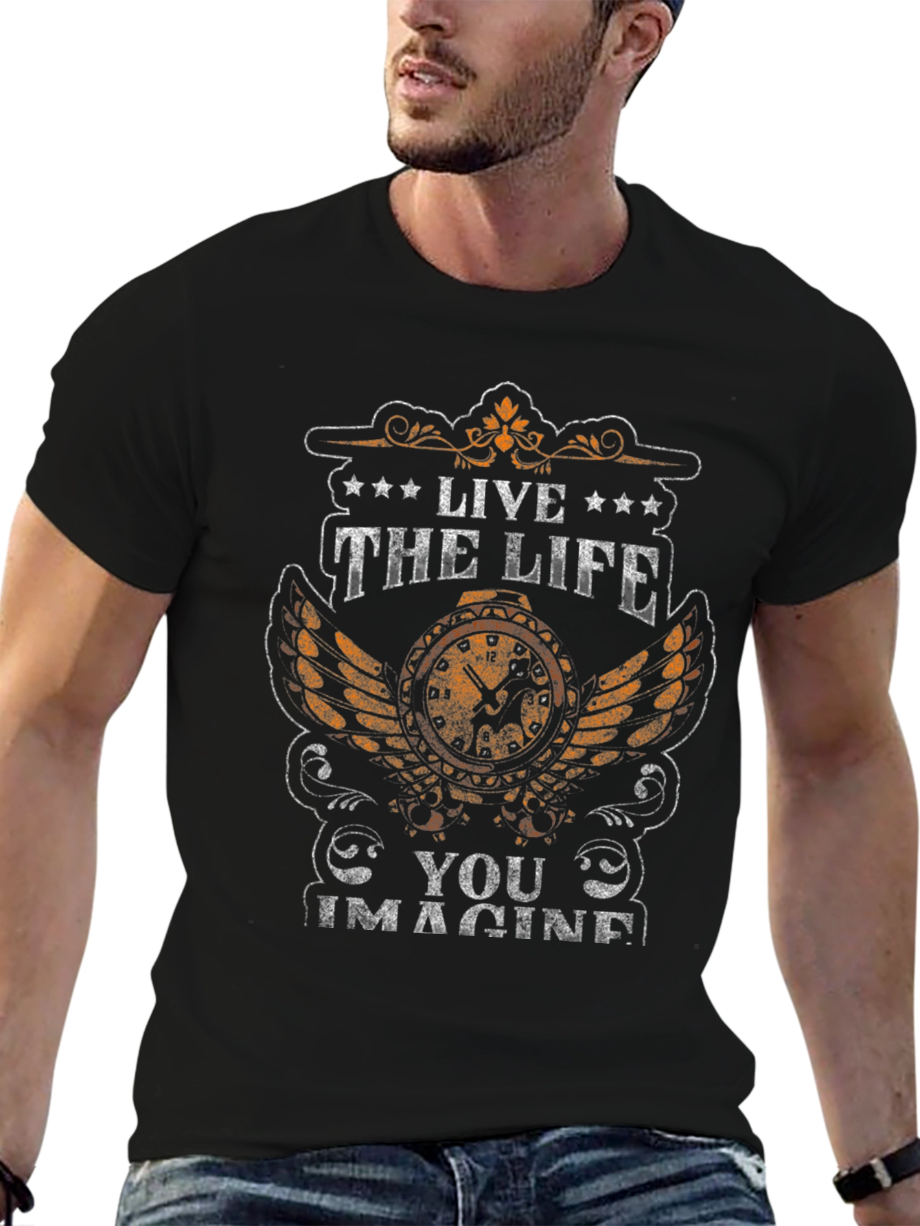 Live the Life T-Shirt - Clock & Wings Design