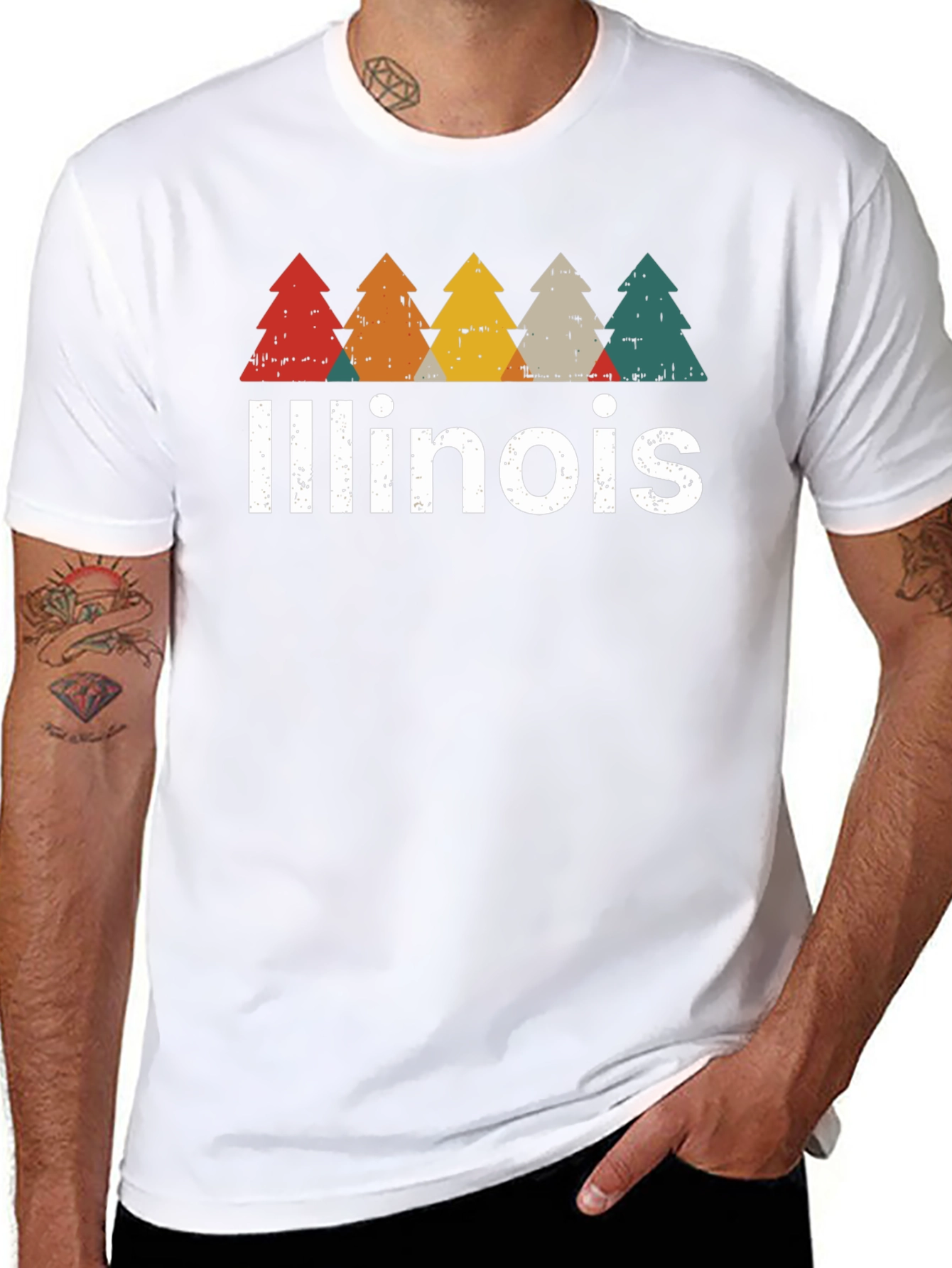 Illinois Retro Tree Graphic T-Shirt