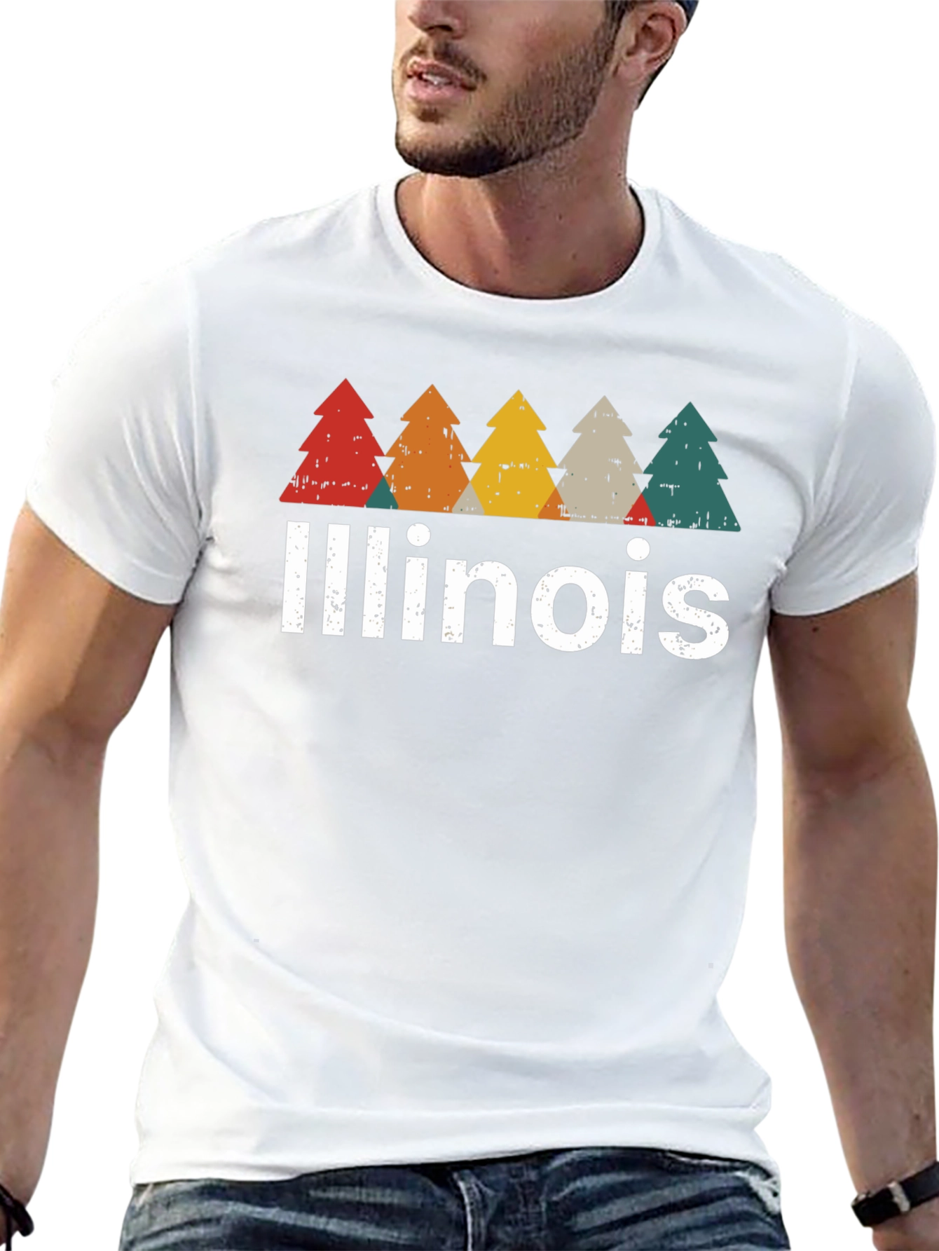 Illinois Retro Tree Graphic T-Shirt