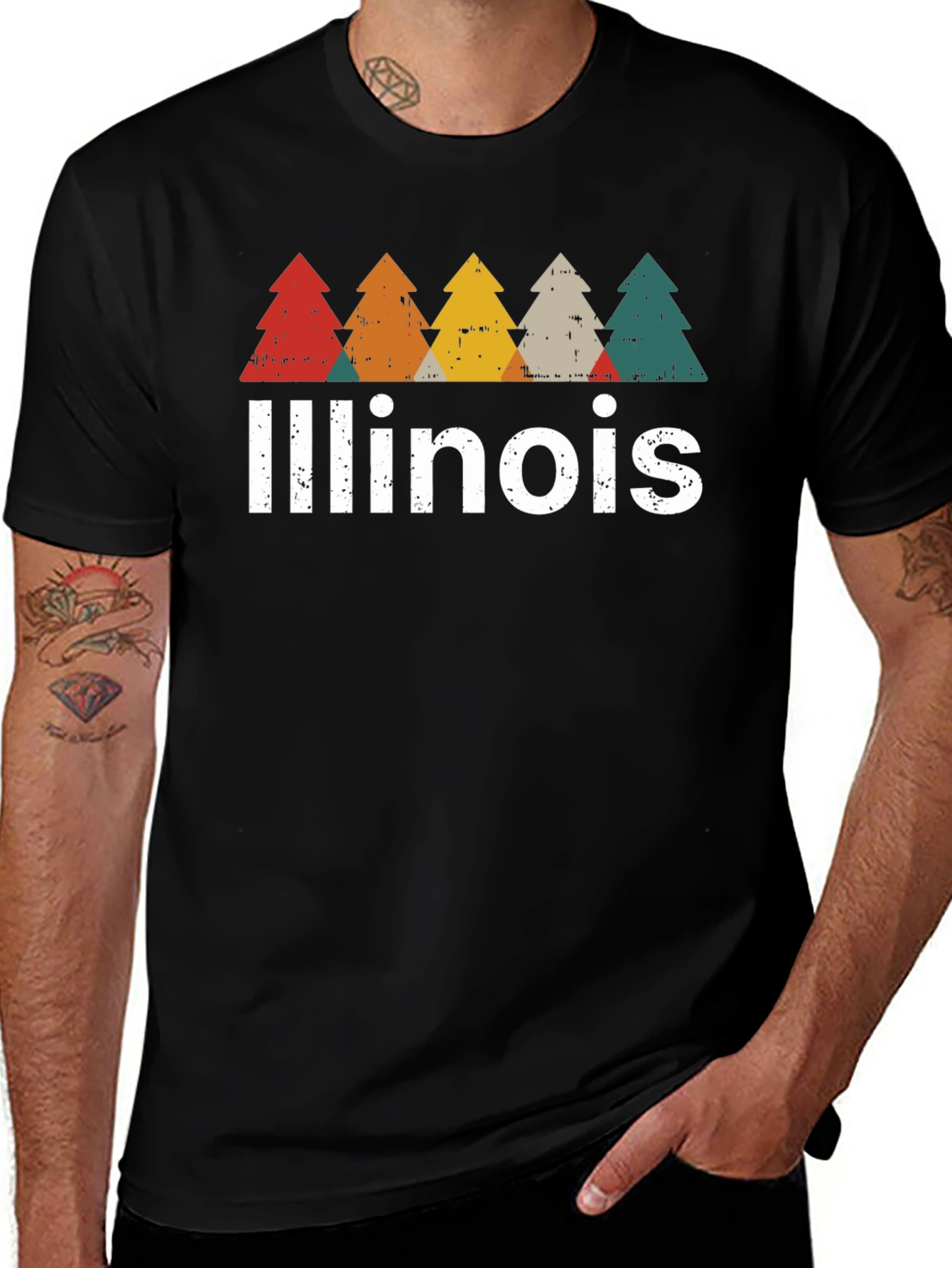 Illinois Retro Tree Graphic T-Shirt