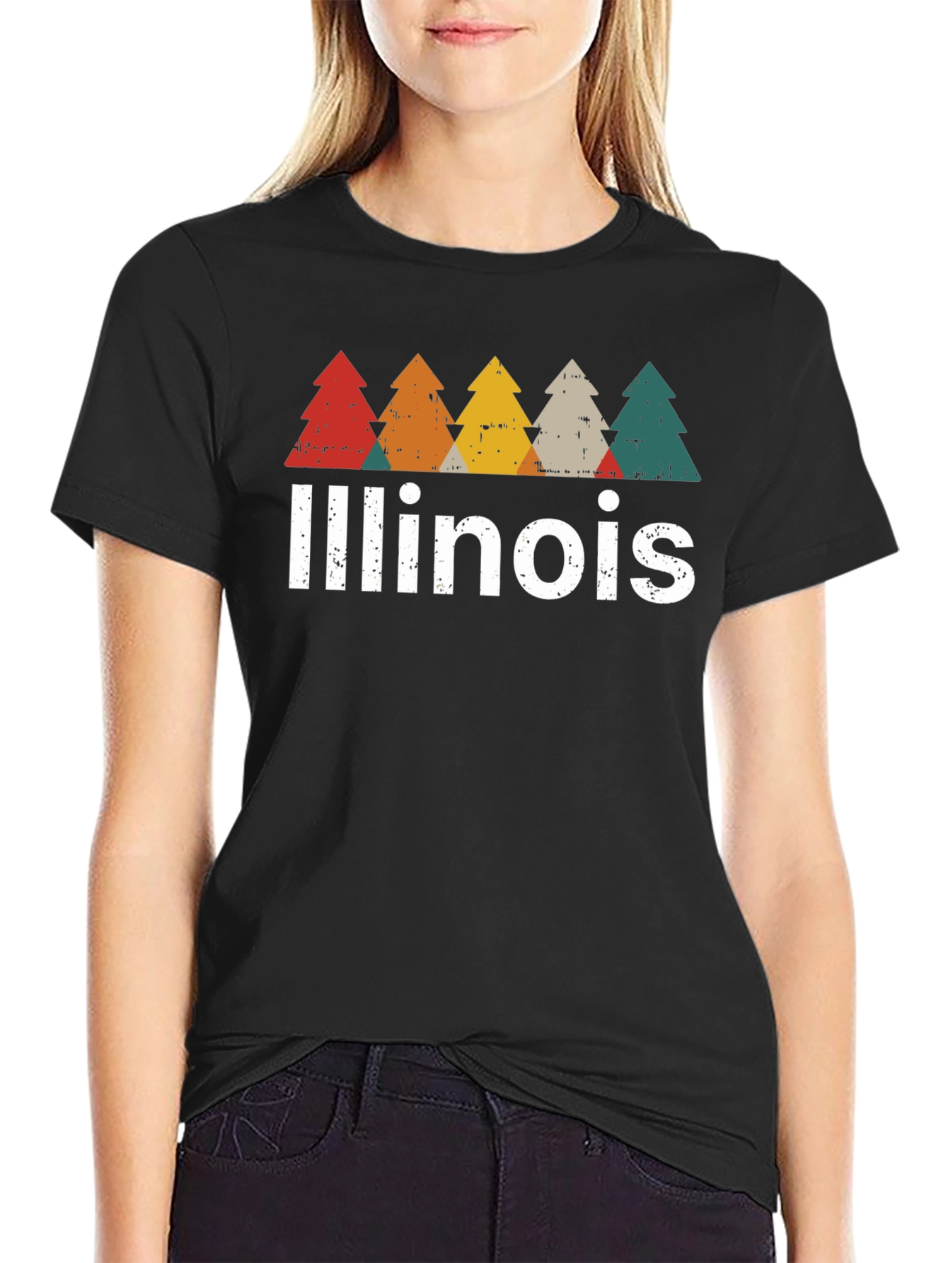 Illinois Retro Tree Graphic T-Shirt