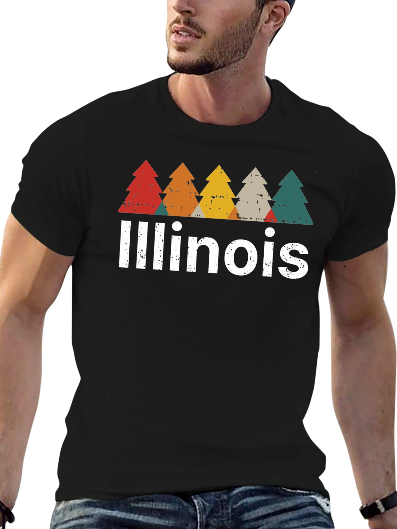 Illinois Retro Tree Graphic T-Shirt