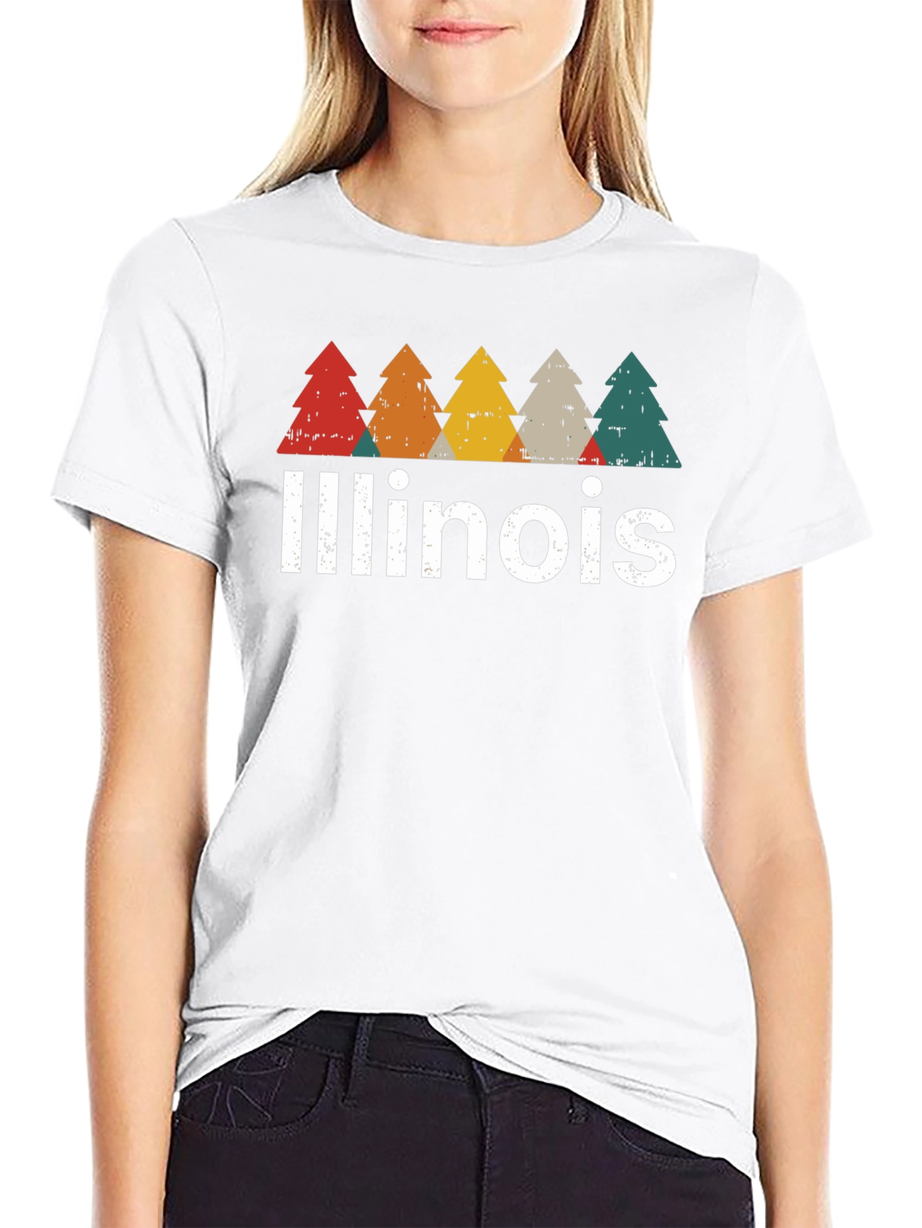 Illinois Retro Tree Graphic T-Shirt