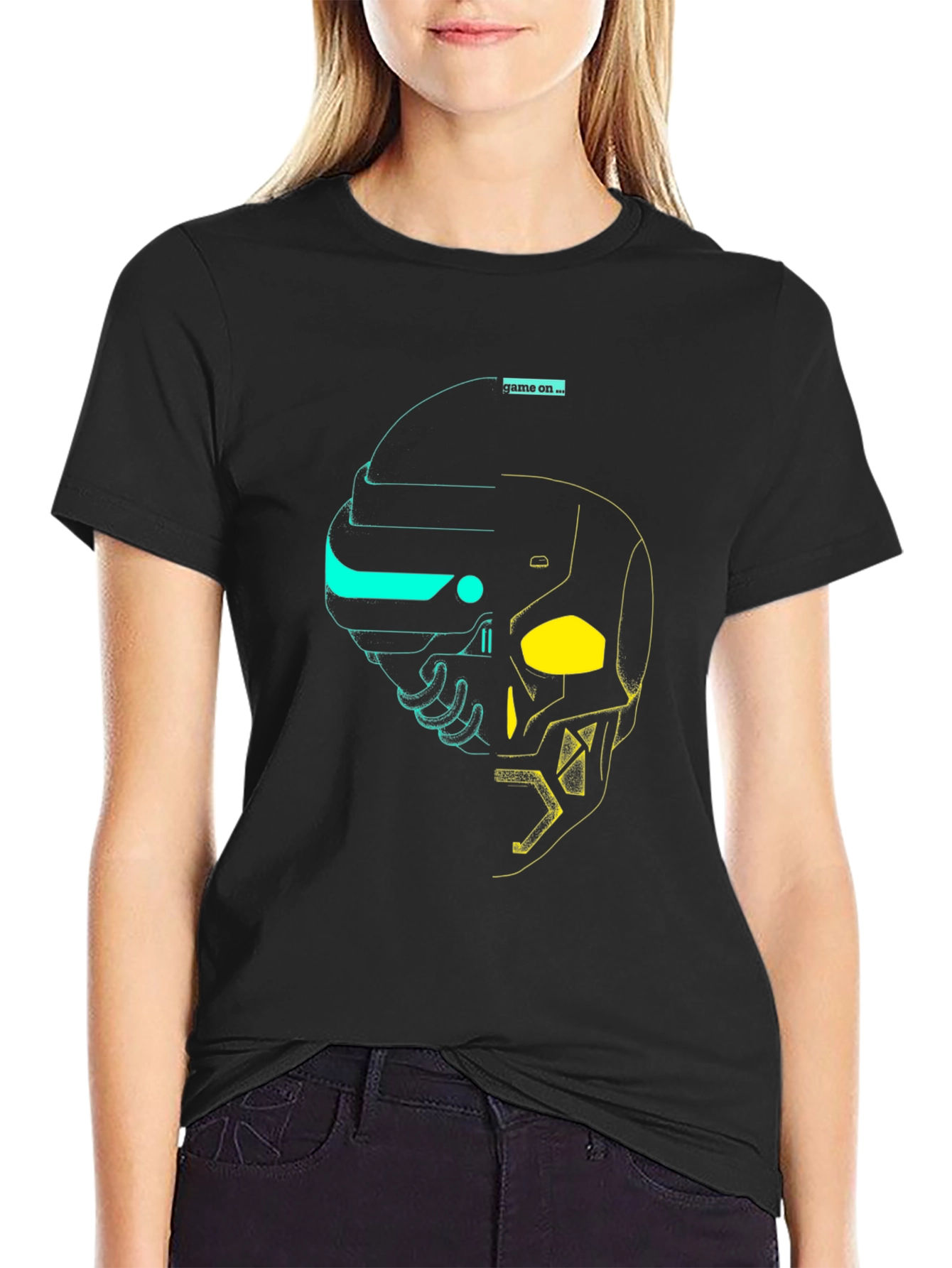 Game On Tee: Cyberpunk Skull Graphic T-Shirt
