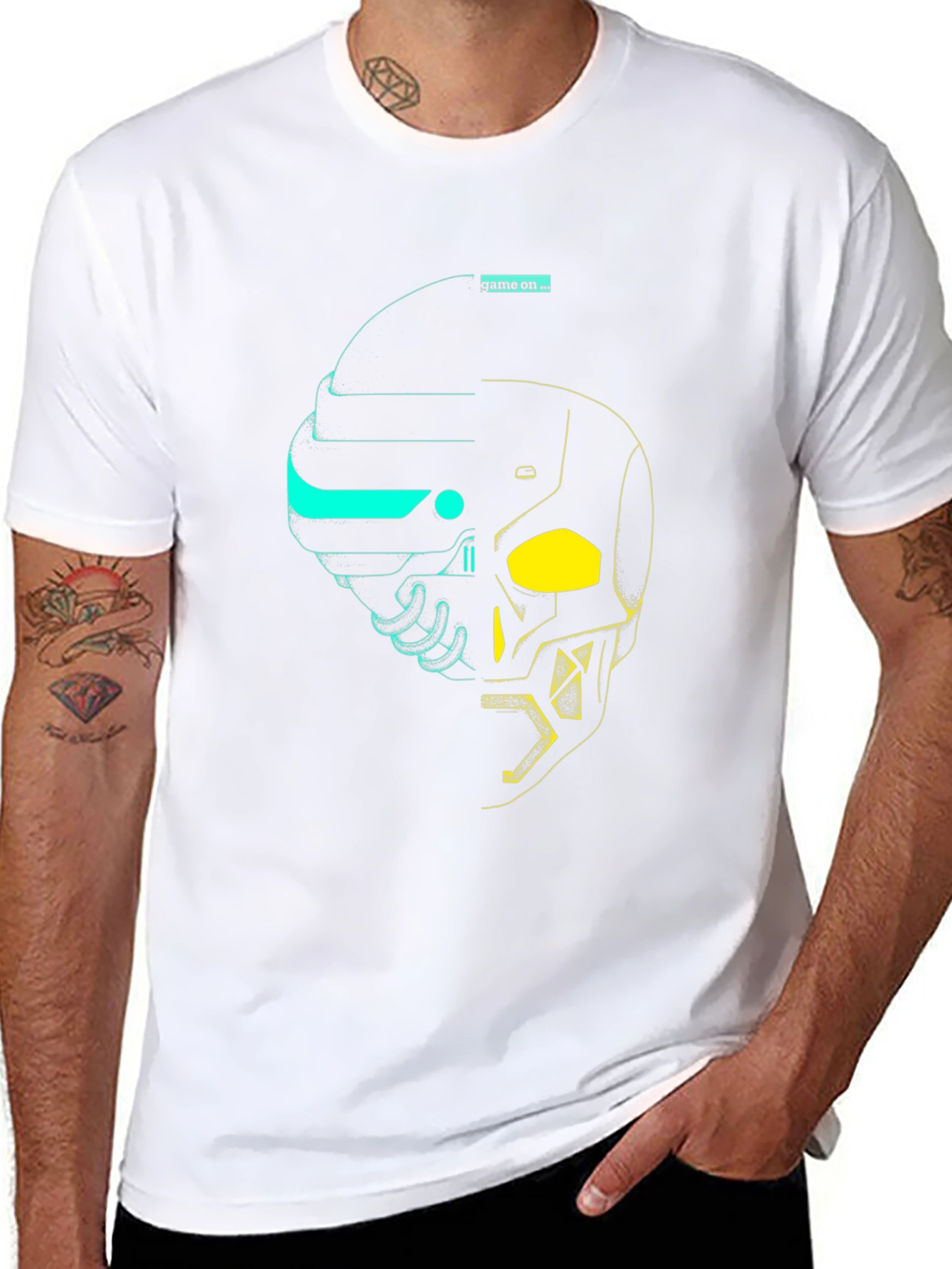 Game On Tee: Cyberpunk Skull Graphic T-Shirt