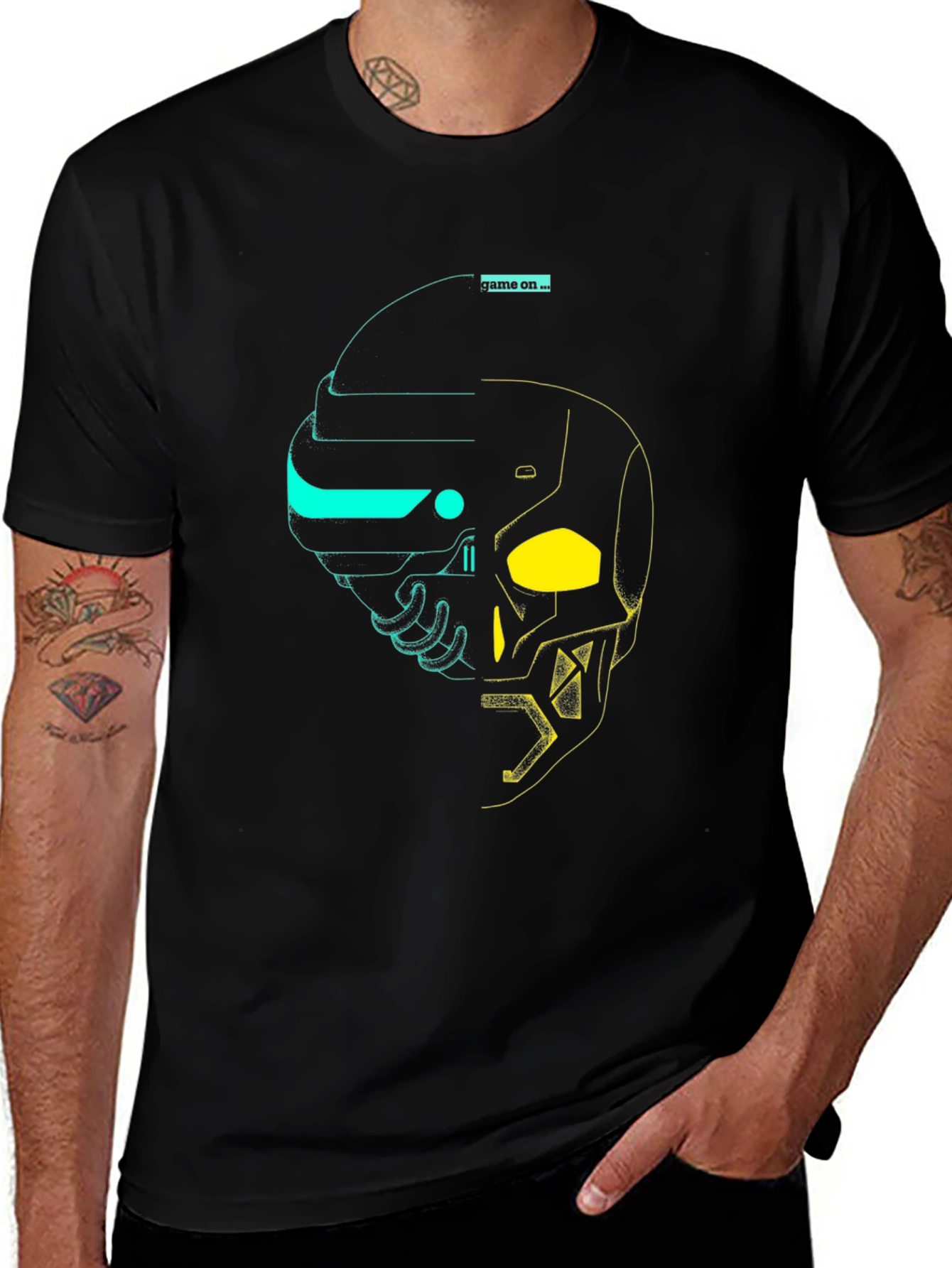 Game On Tee: Cyberpunk Skull Graphic T-Shirt