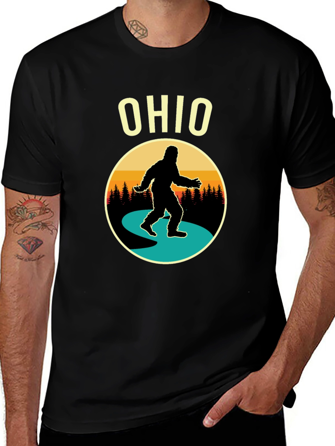Ohio Bigfoot Sunset Graphic Tee