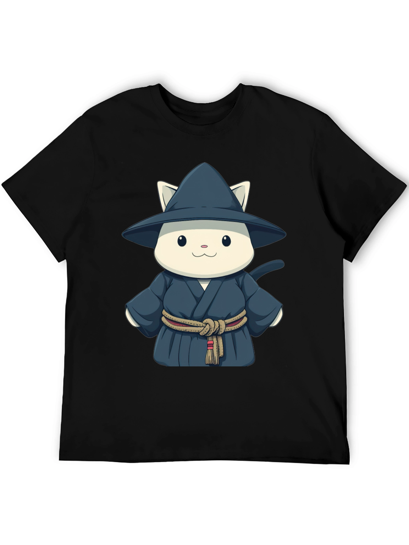 Cartoon Cat Wizard T-Shirt - Unisex Black Tee