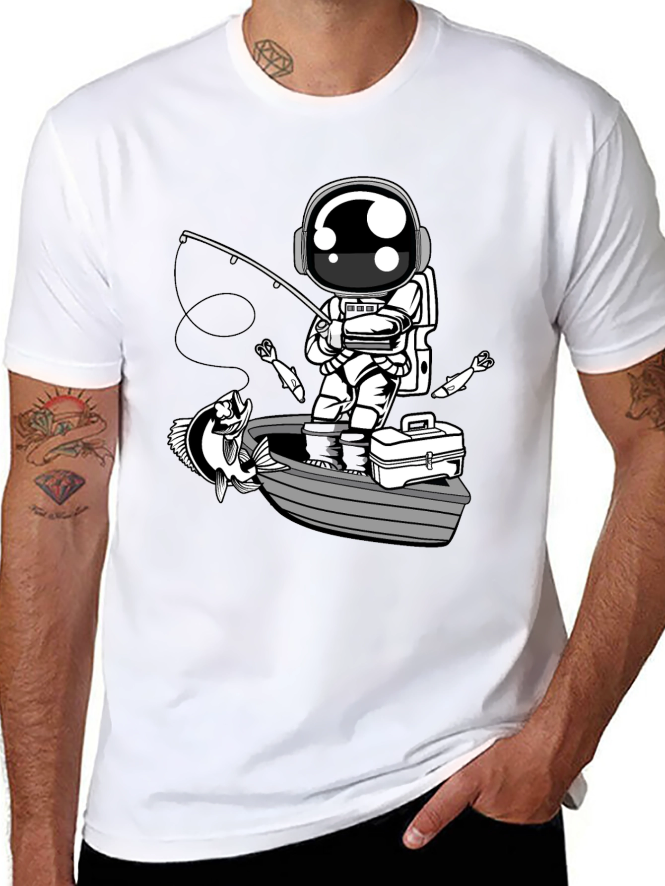 Astronaut Fishing T-Shirt - Space Angler Tee