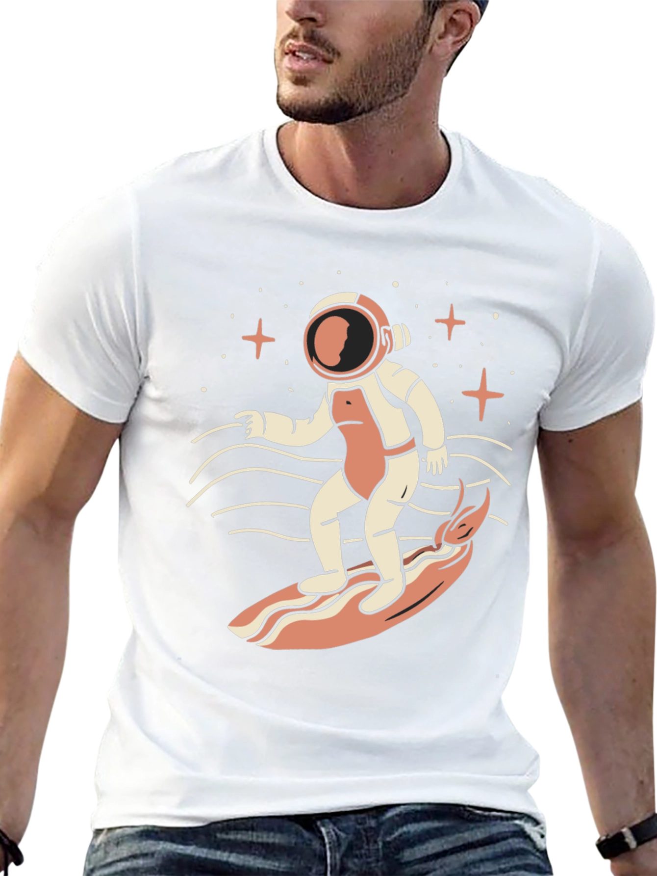 Astronaut Surfing Graphic T-Shirt