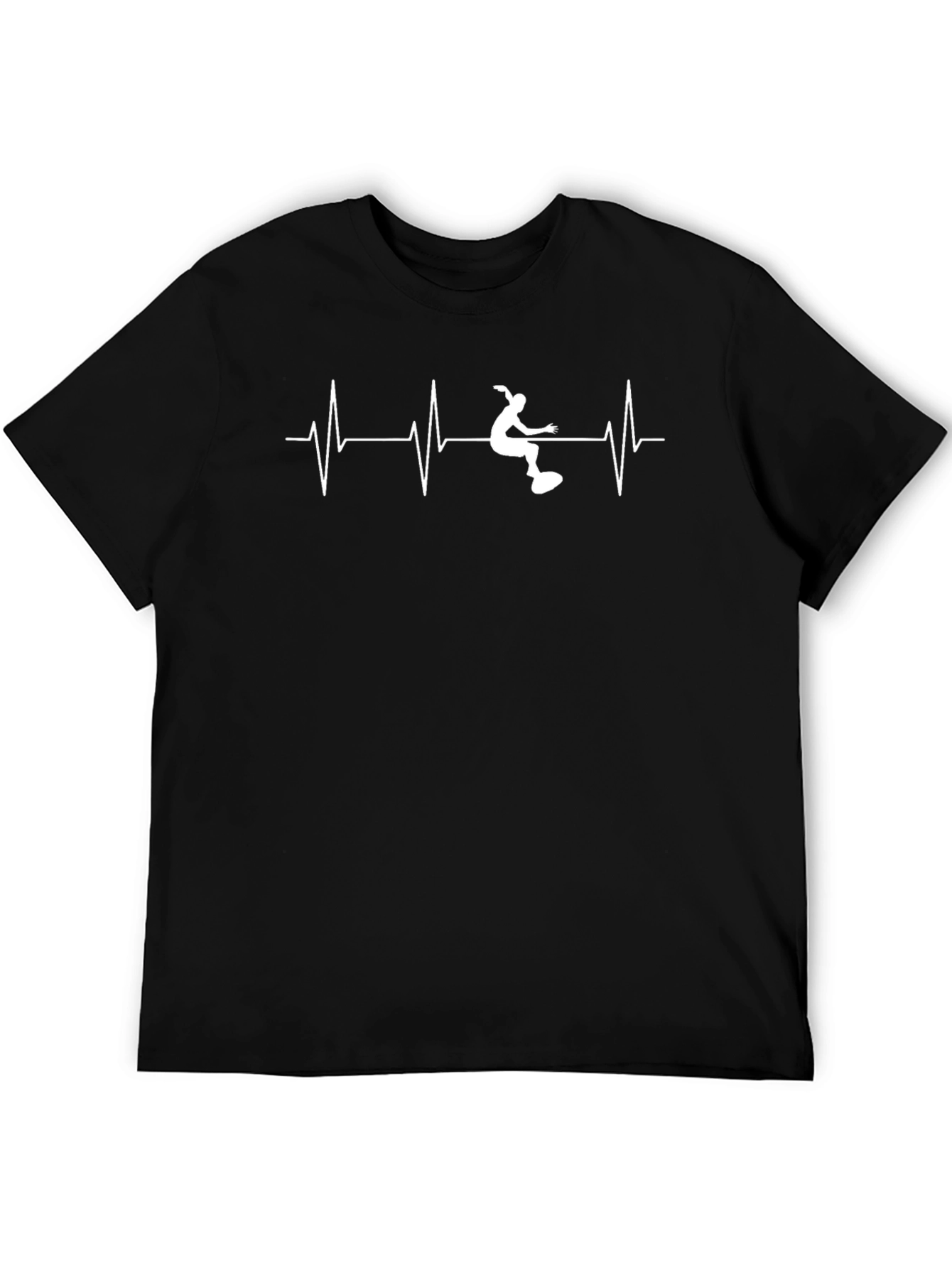 Surfer Heartbeat Graphic Tee - Black Cotton T-Shirt