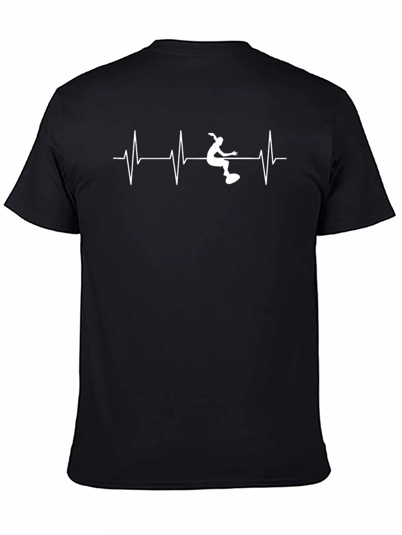 Surfer Heartbeat Graphic Tee - Black Cotton T-Shirt