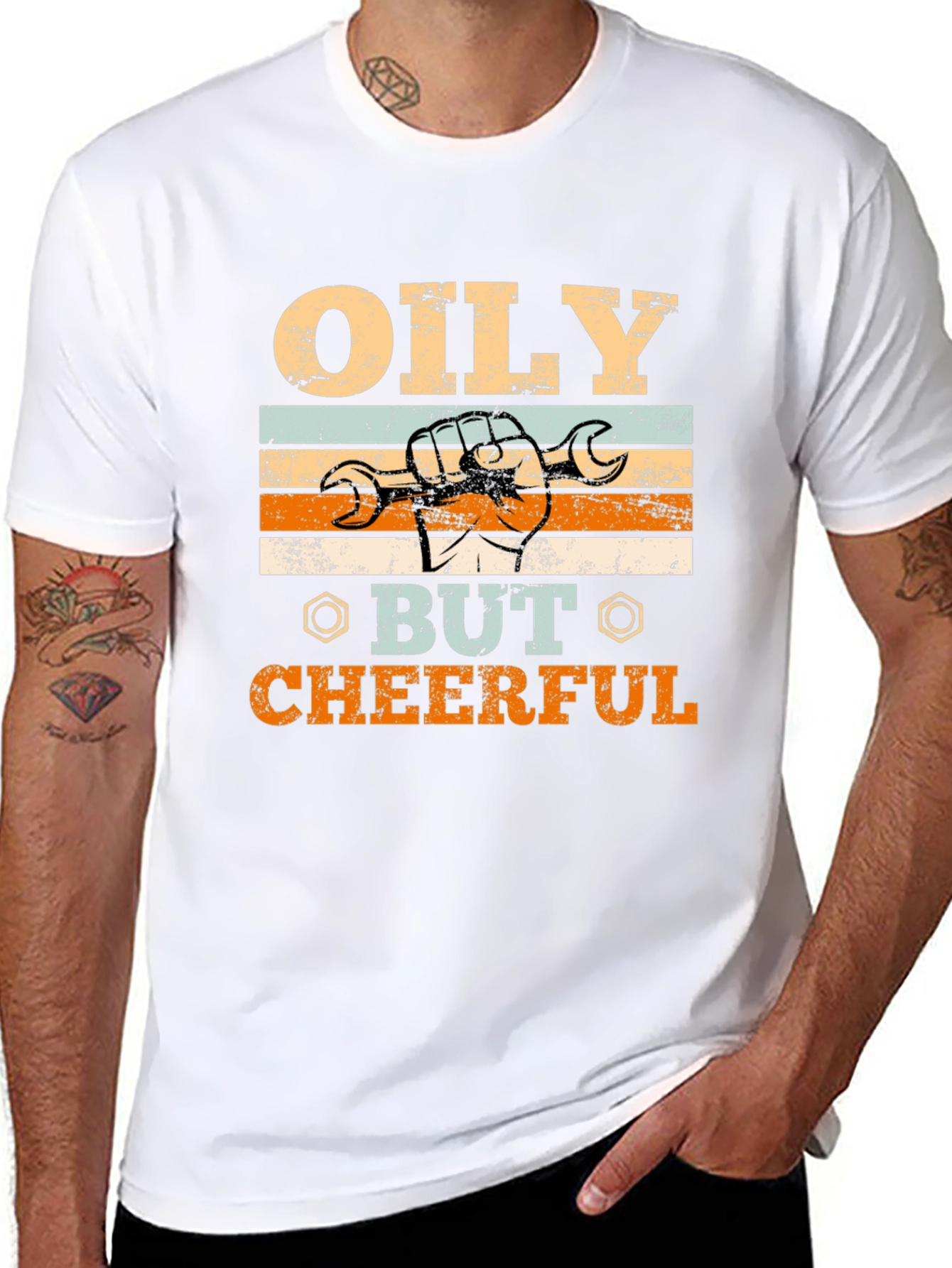 Oily But Cheerful Graphic Tee - Mechanic T-Shirt