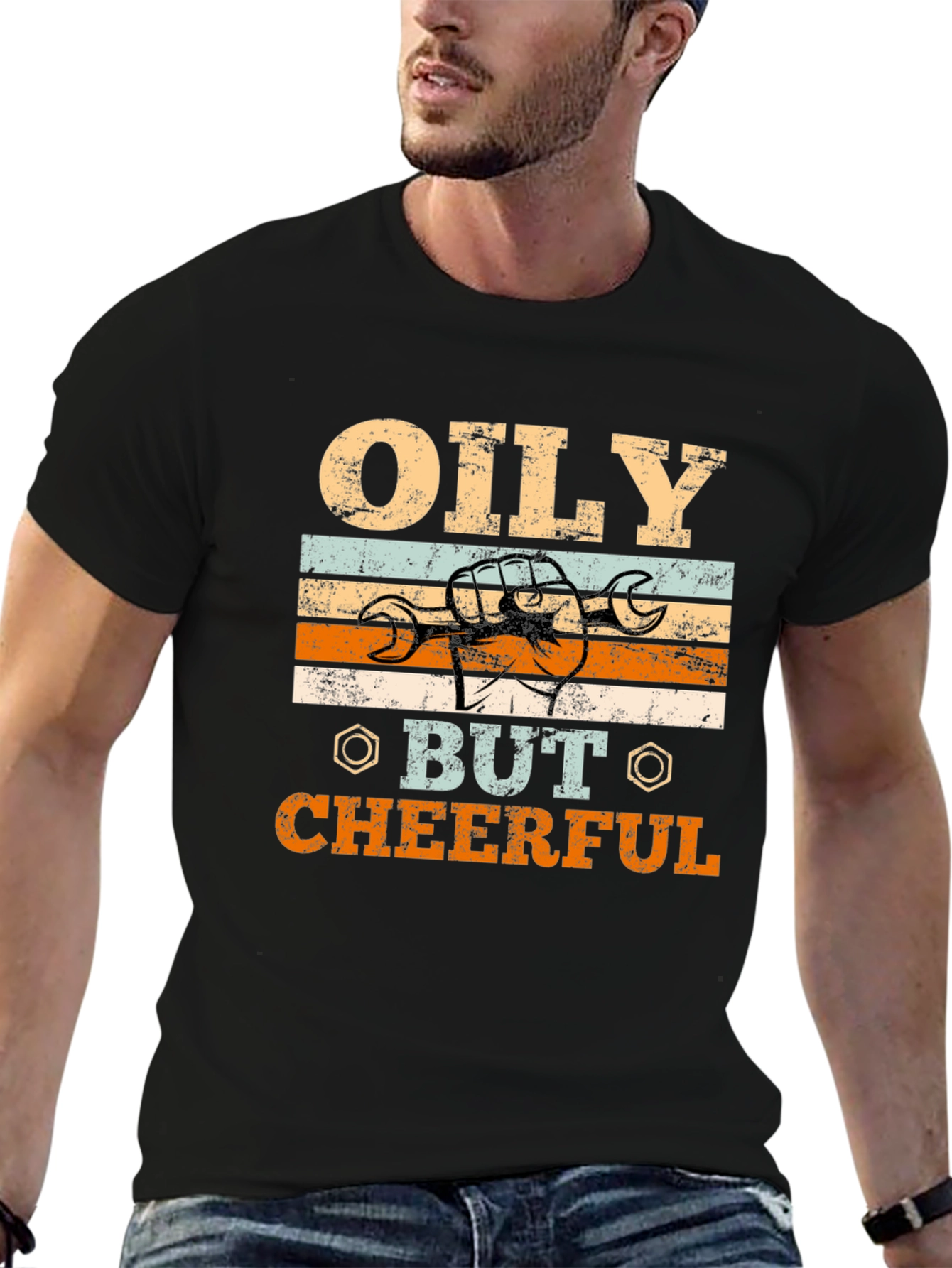 Oily But Cheerful Graphic Tee - Mechanic T-Shirt