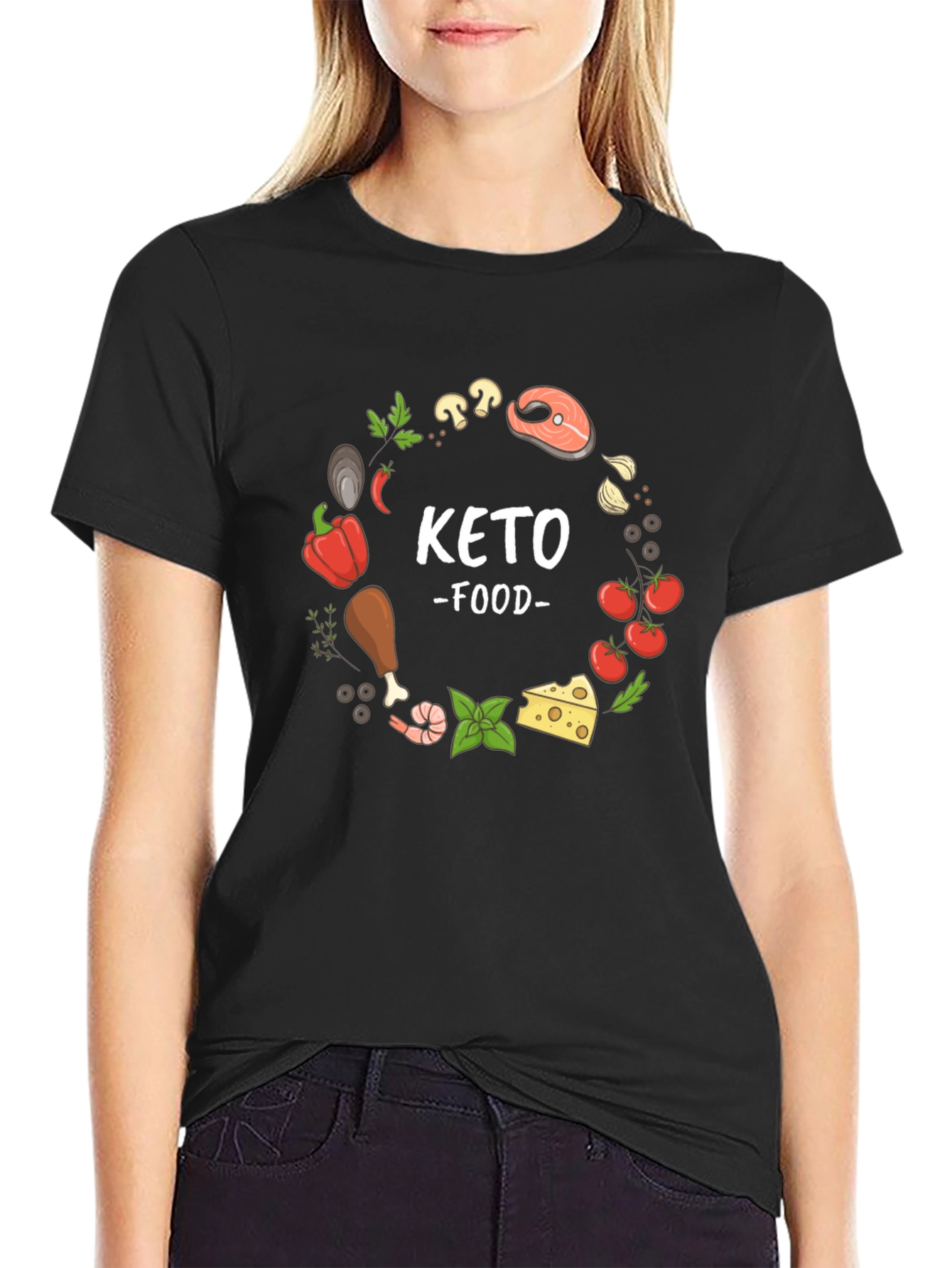Keto Food T-Shirt - Black Casual Tee