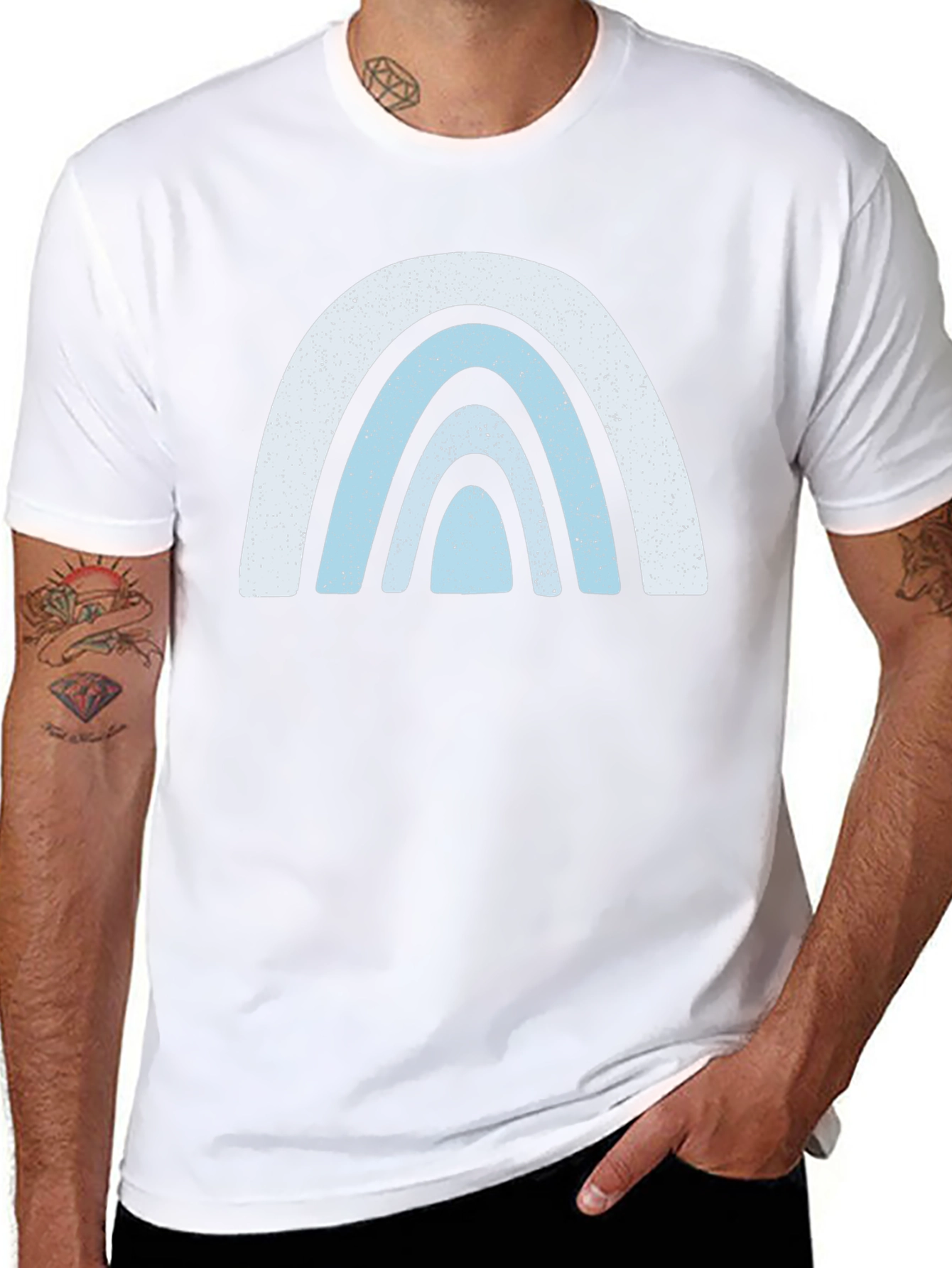 Retro Rainbow Graphic Tee - Black Cotton Comfort