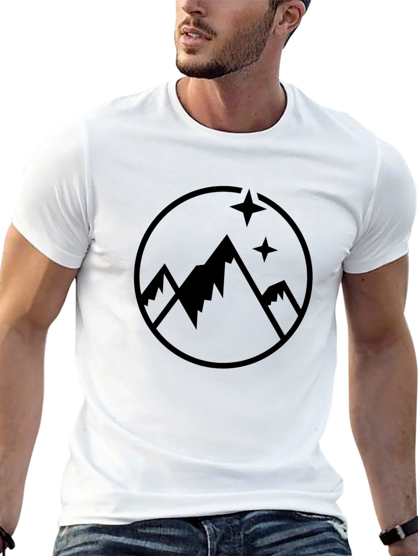 Mountains and Stars Graphic Tee - Black