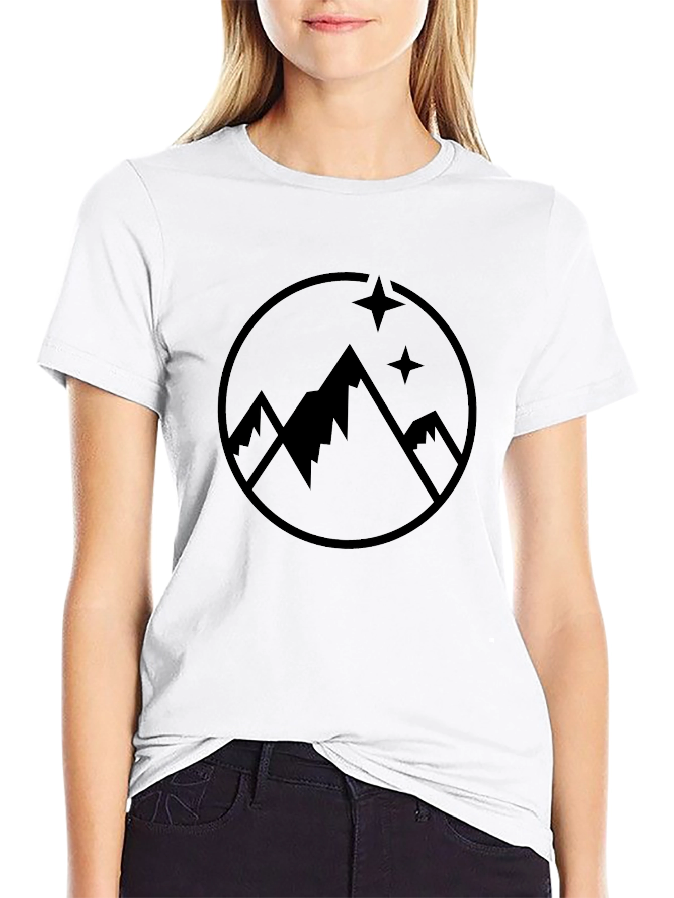Mountains and Stars Graphic Tee - Black
