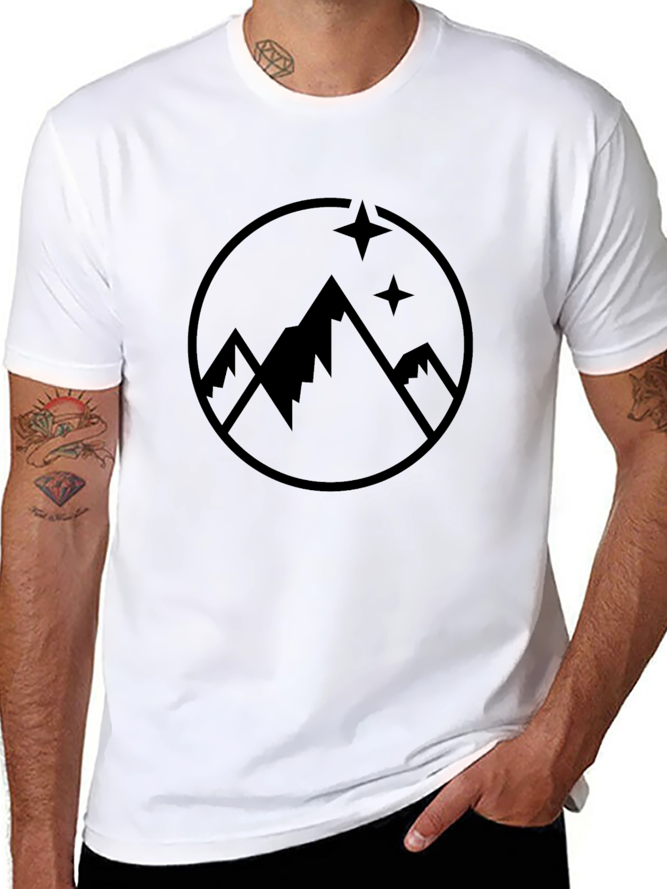 Mountains and Stars Graphic Tee - Black