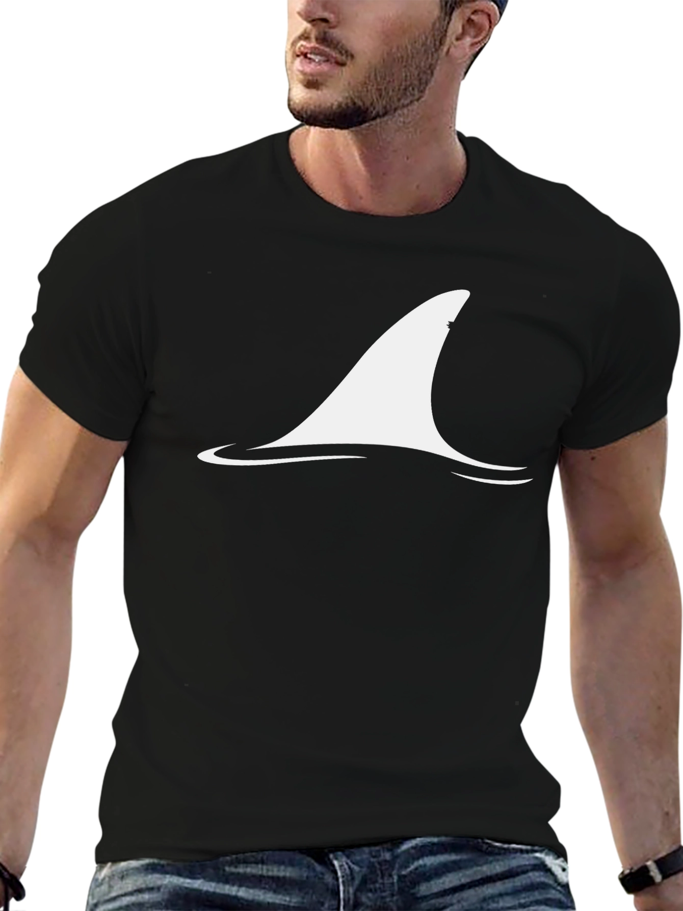 Shark Fin Graphic Tee - Mens Black T-Shirt