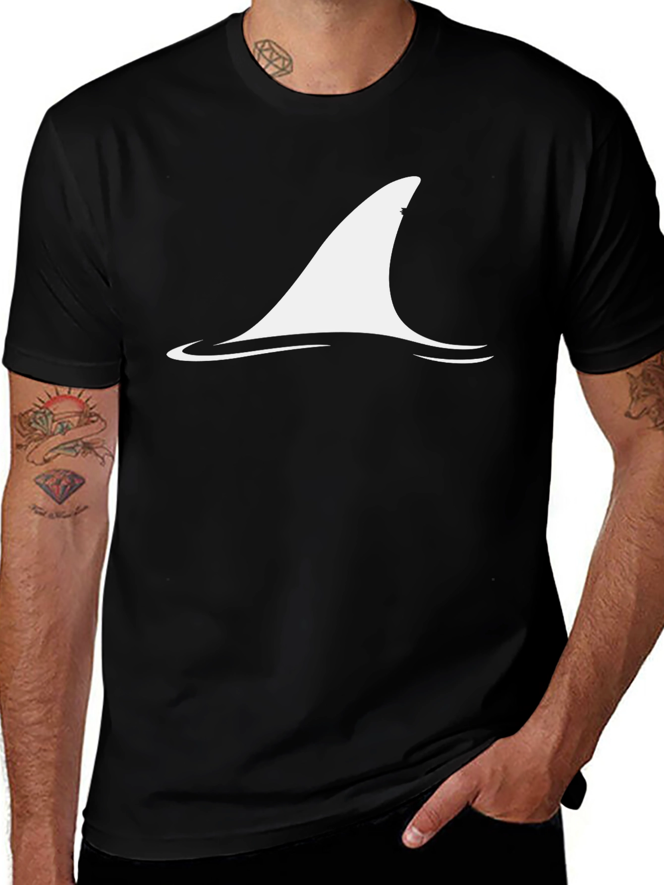 Shark Fin Graphic Tee - Mens Black T-Shirt