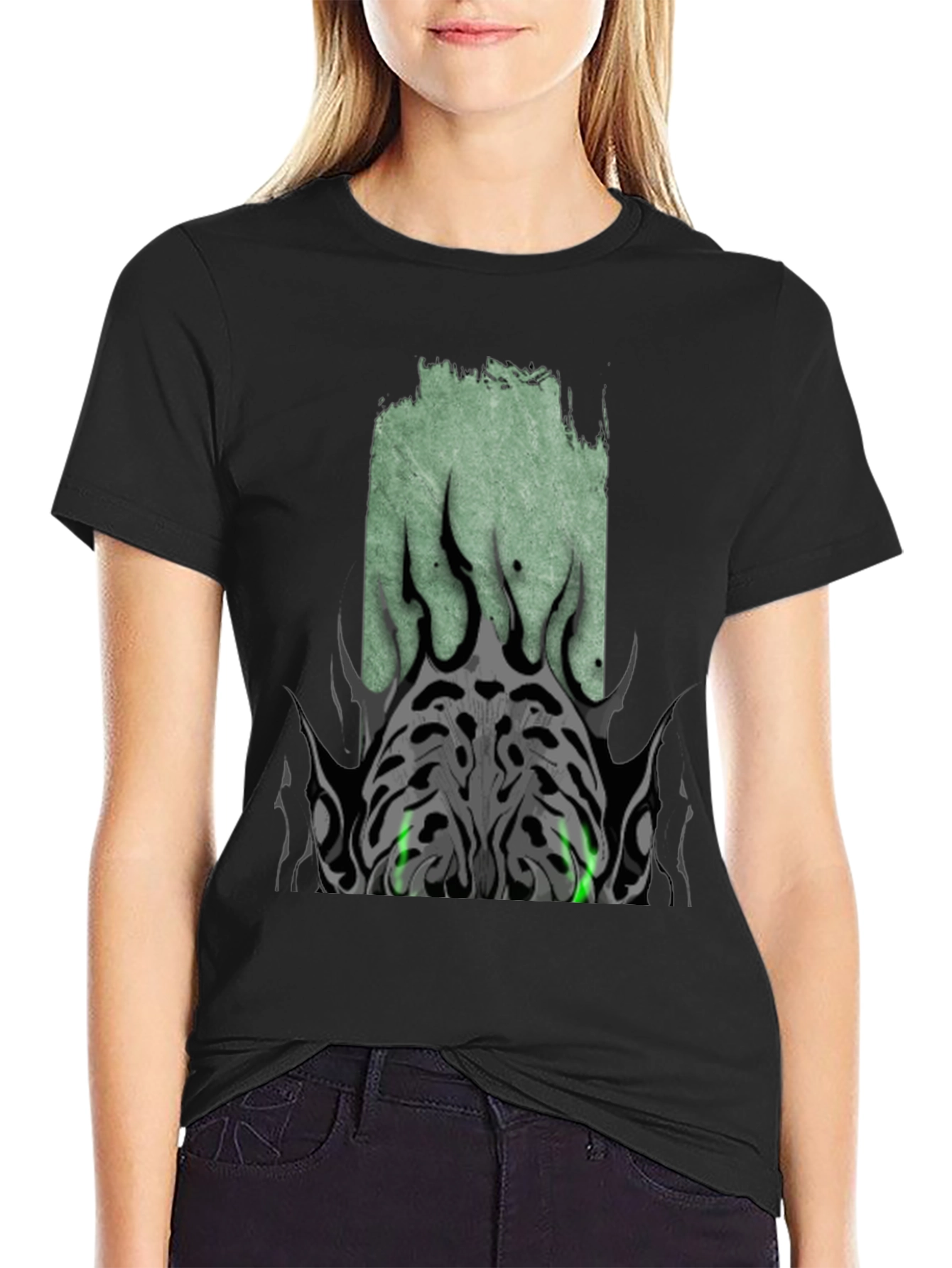 Mens Black Graphic Tee - Tribal Eye Design
