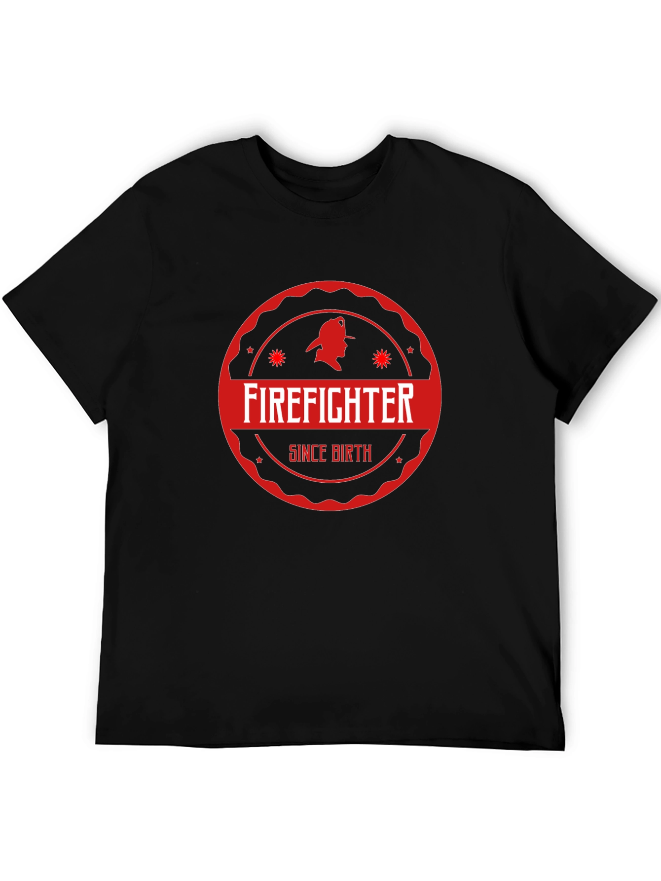 Firefighter Since Birth Black Cotton T-Shirt