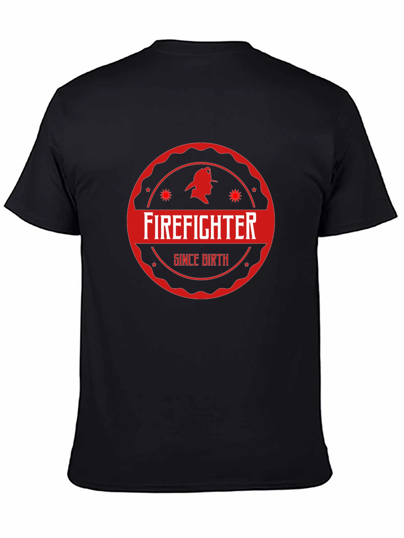 Firefighter Since Birth Black Cotton T-Shirt