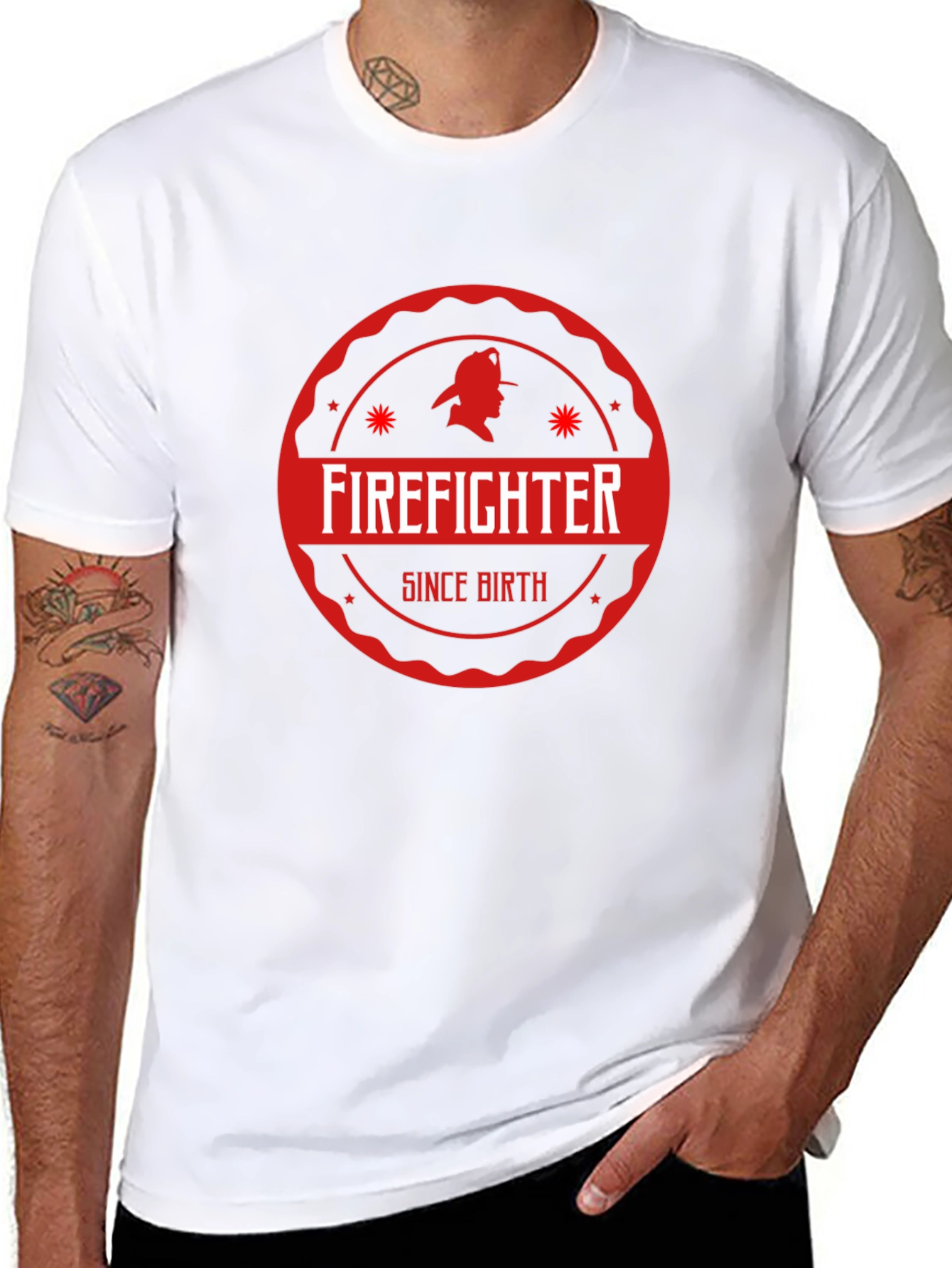 Firefighter Since Birth Black Cotton T-Shirt
