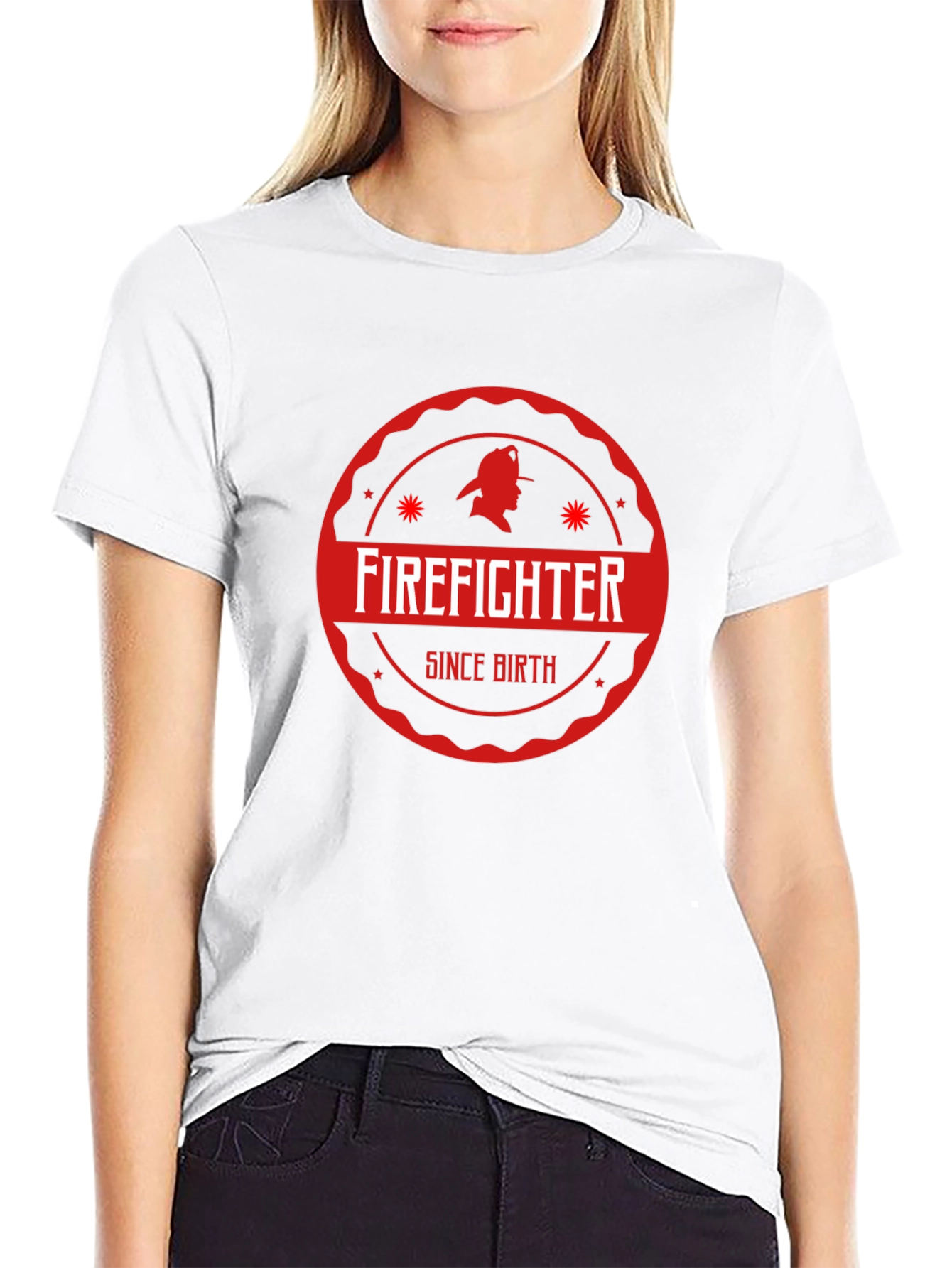 Firefighter Since Birth Black Cotton T-Shirt