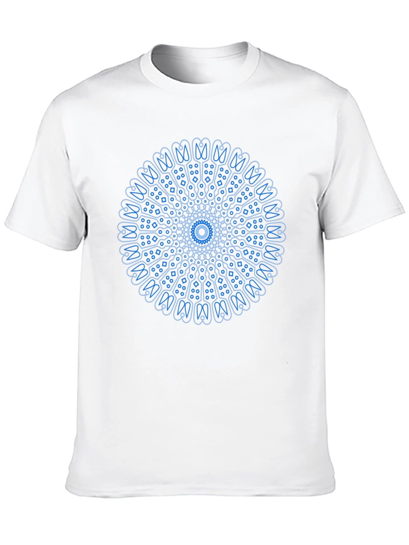 Blue Mandala Design Black T-Shirt