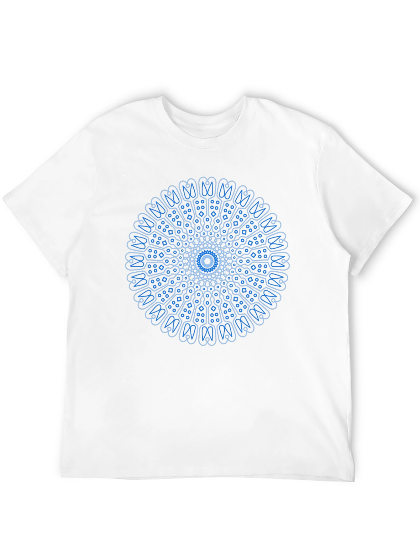 Blue Mandala Design Black T-Shirt