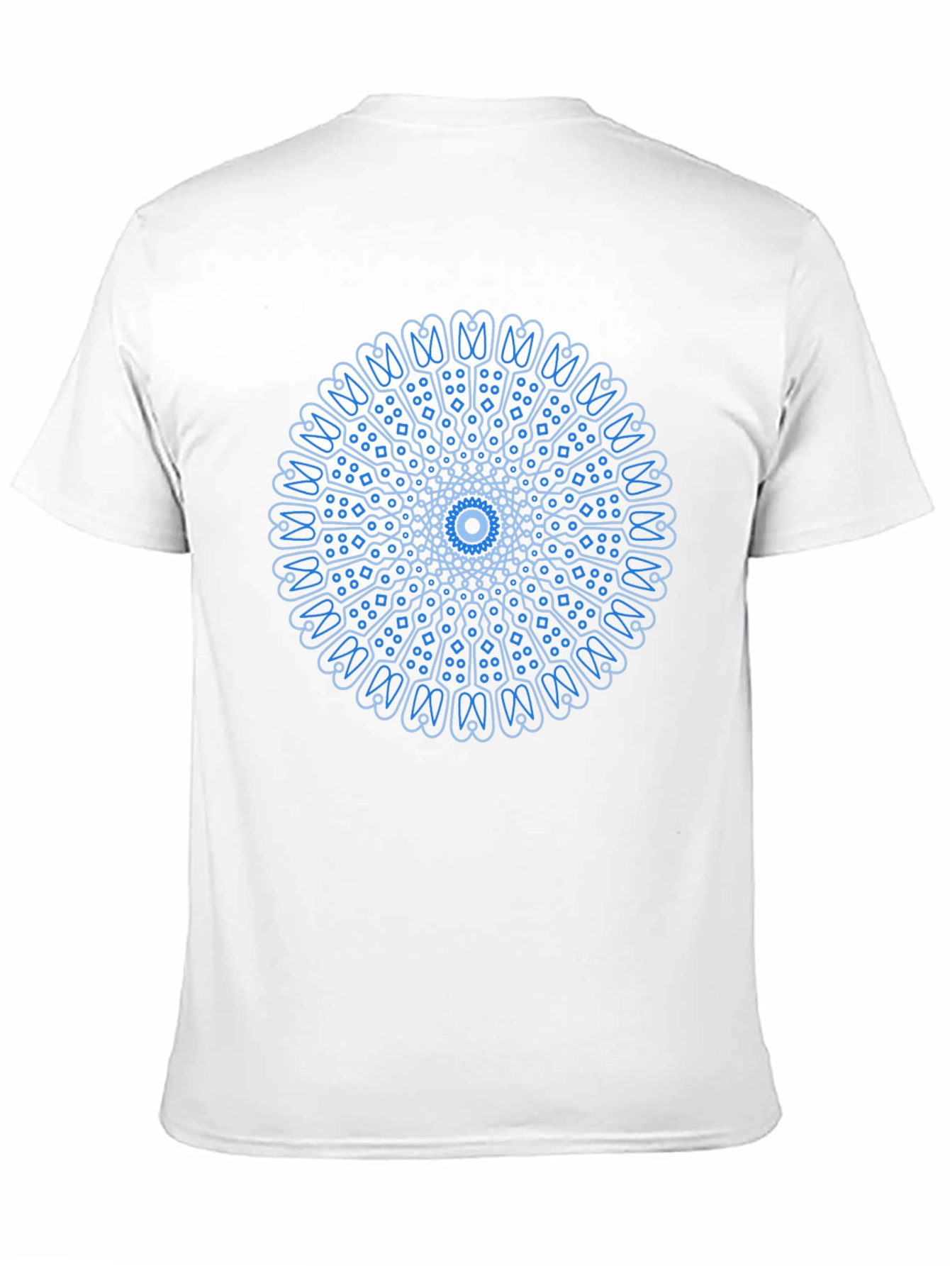Blue Mandala Design Black T-Shirt