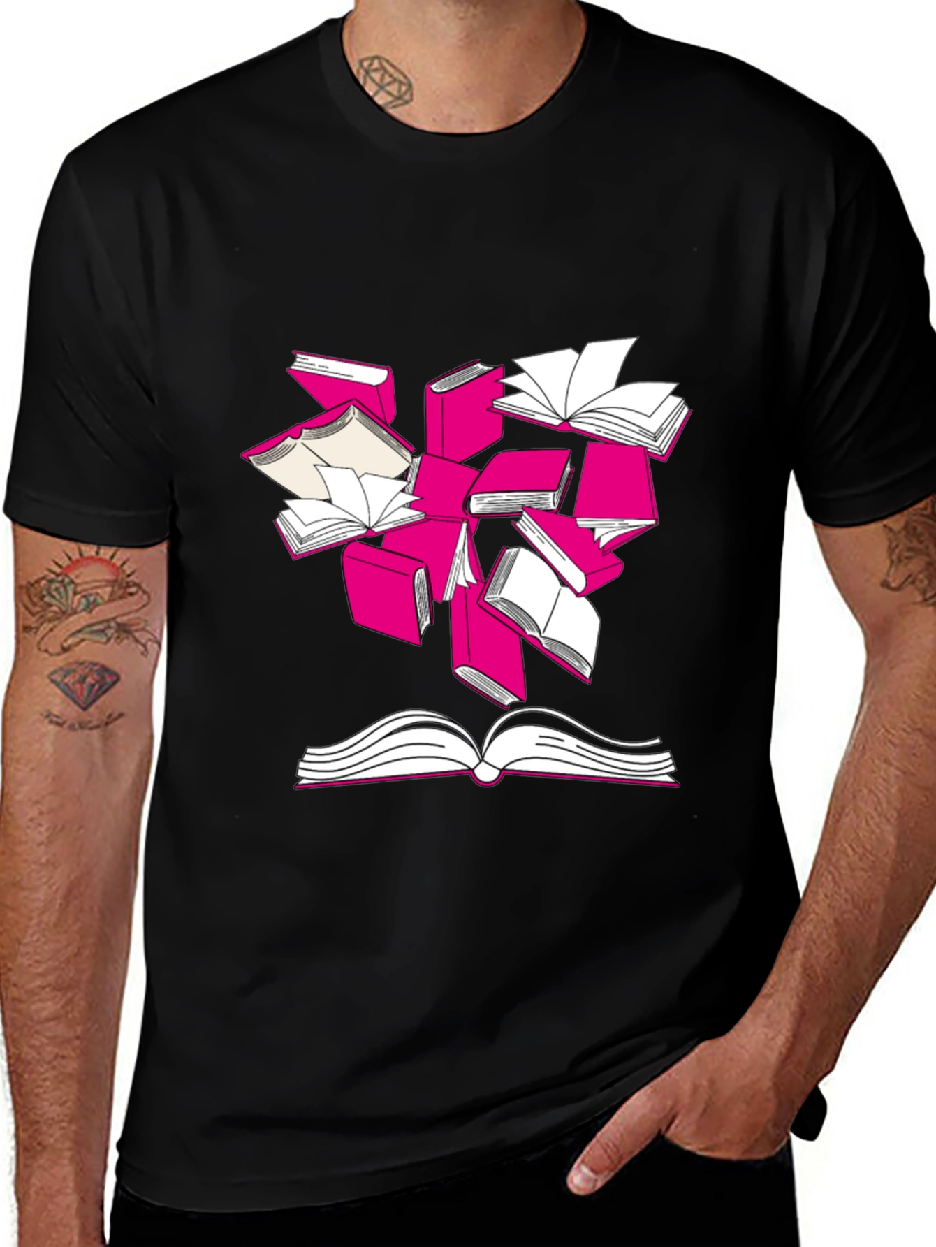 Literary T-Shirt - Flying Books Design