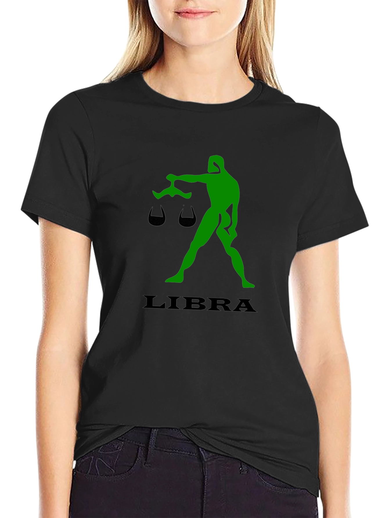 Libra Zodiac Sign Graphic Black T-Shirt