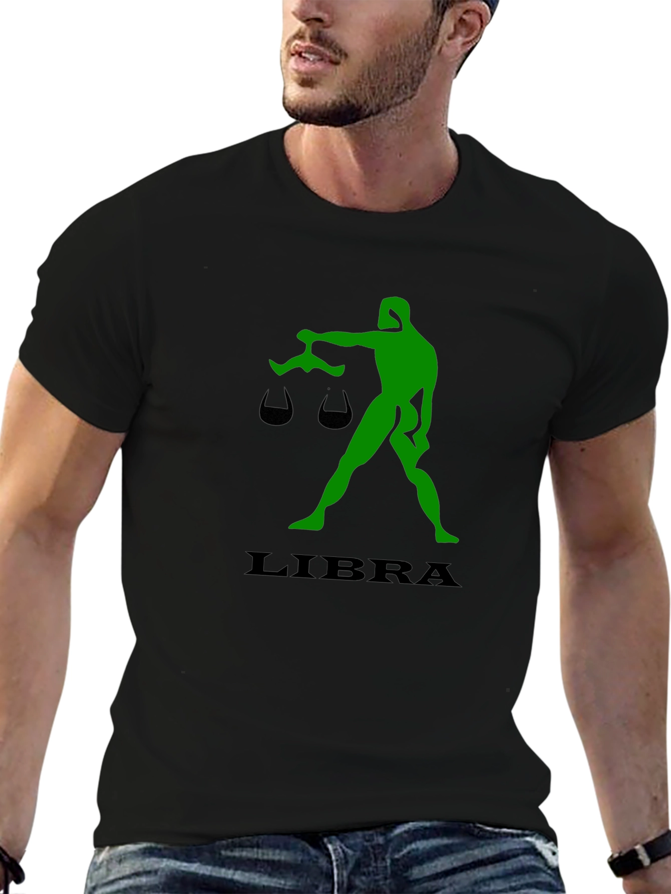 Libra Zodiac Sign Graphic Black T-Shirt