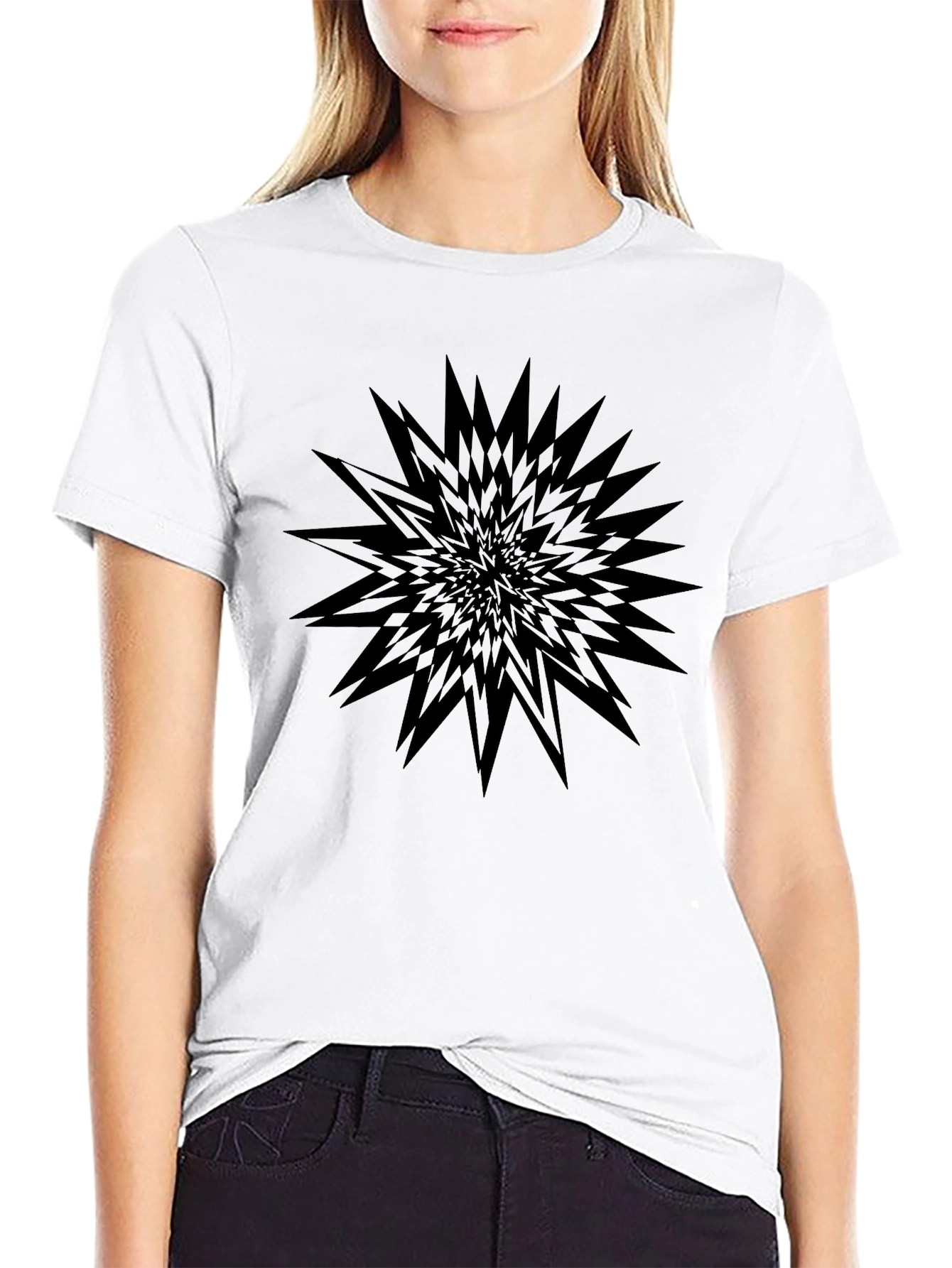 Abstract Burst Black Graphic Tee - Modern Style