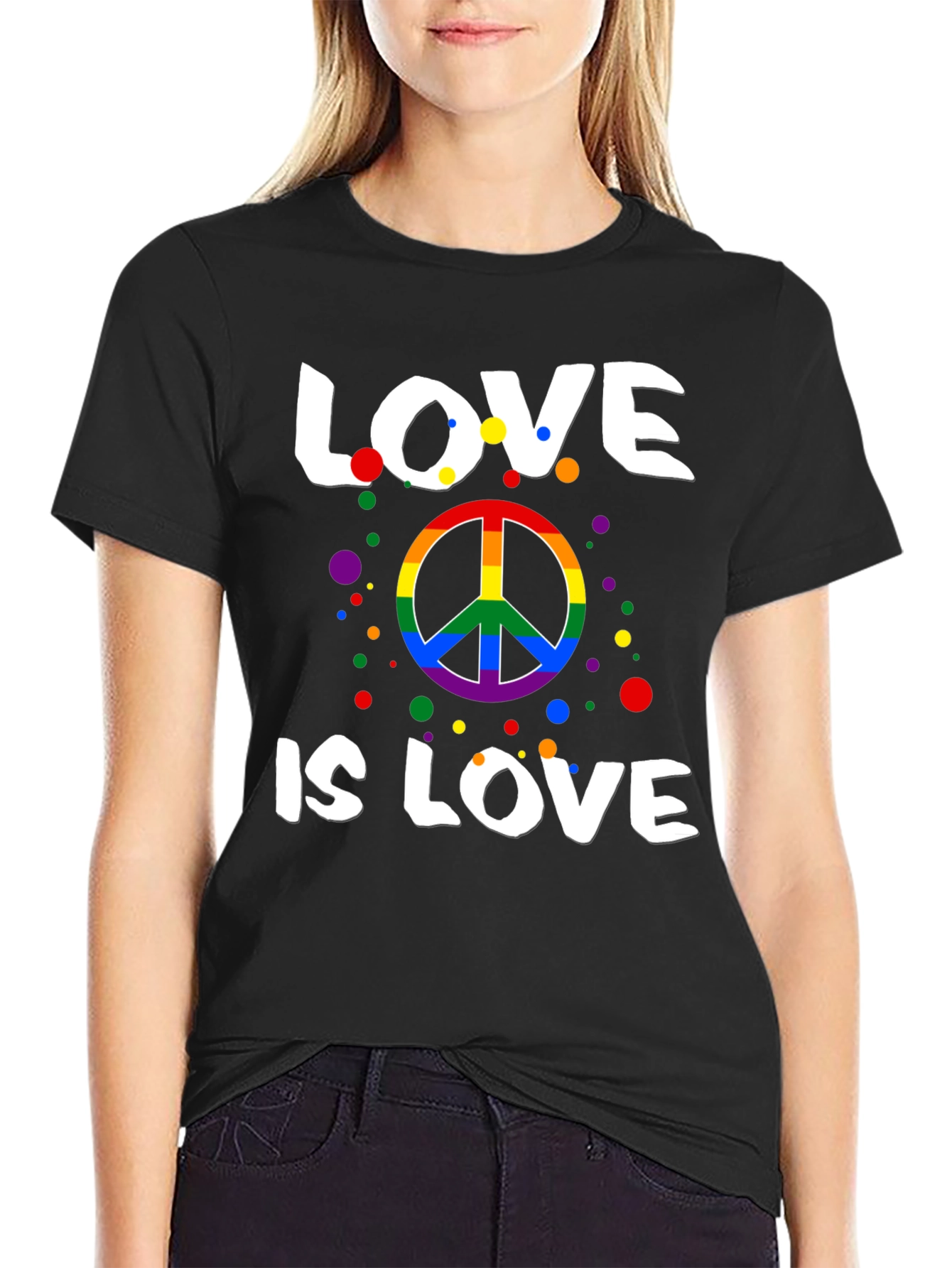 Love is Love Rainbow Peace Sign T-Shirt