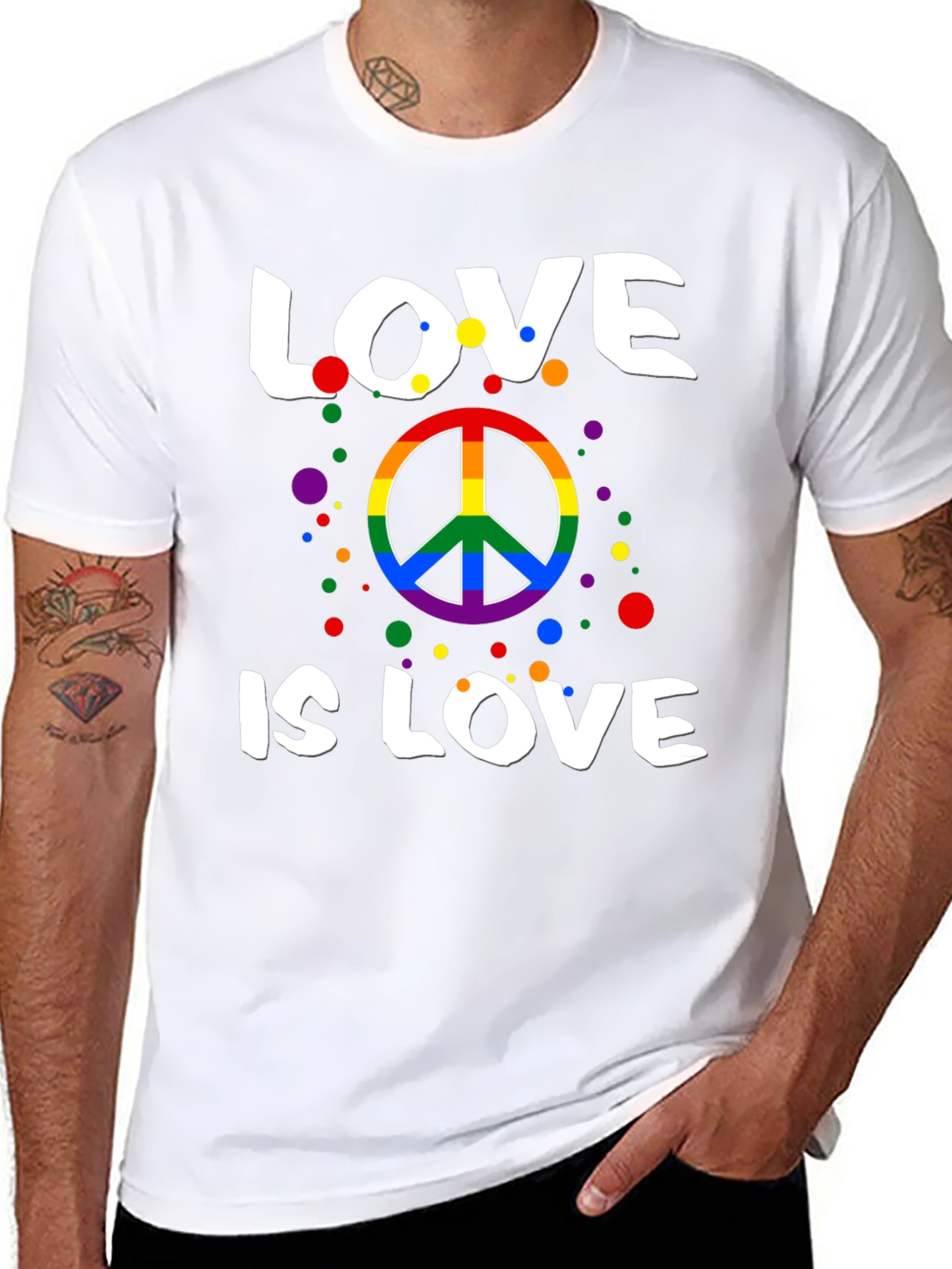 Love is Love Rainbow Peace Sign T-Shirt
