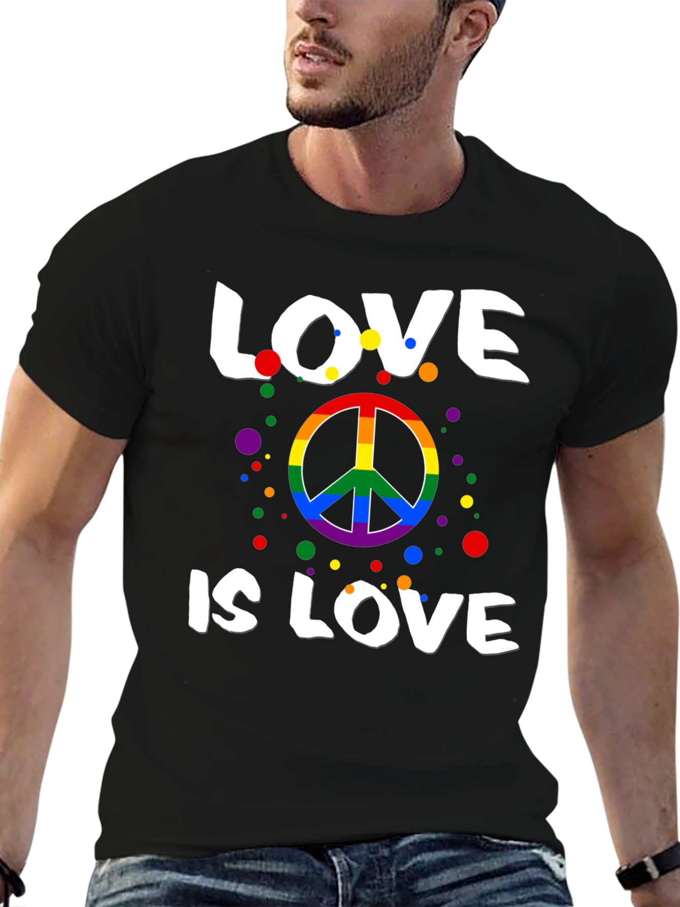 Love is Love Rainbow Peace Sign T-Shirt